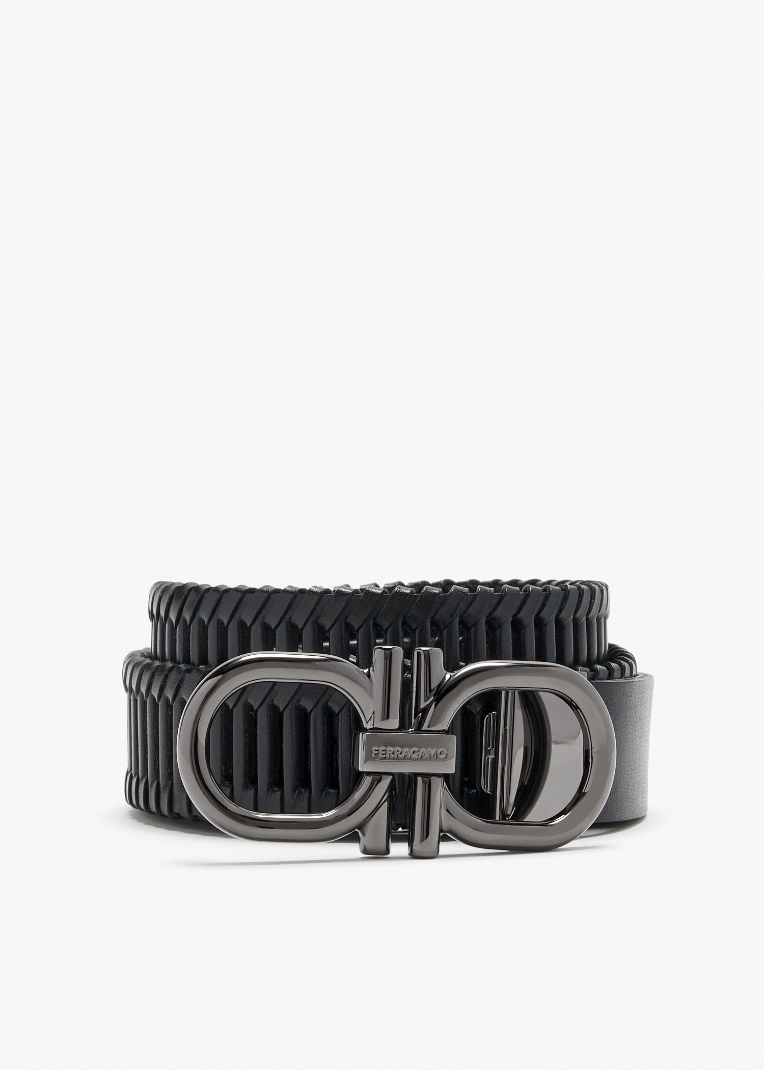 

Double Gancini buckle belt, Black