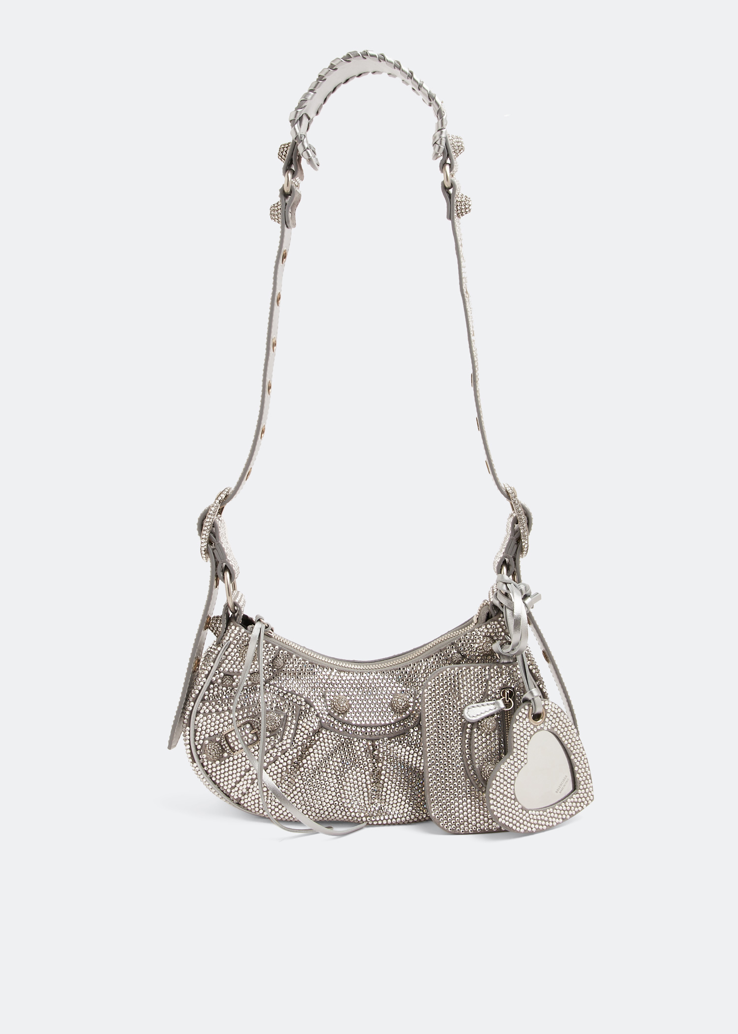 

Le Cagole XS rhinestone shoulder bag, Silver