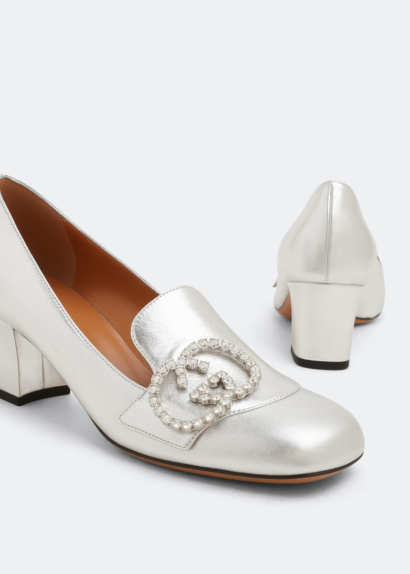 

GG leather pumps, Silver