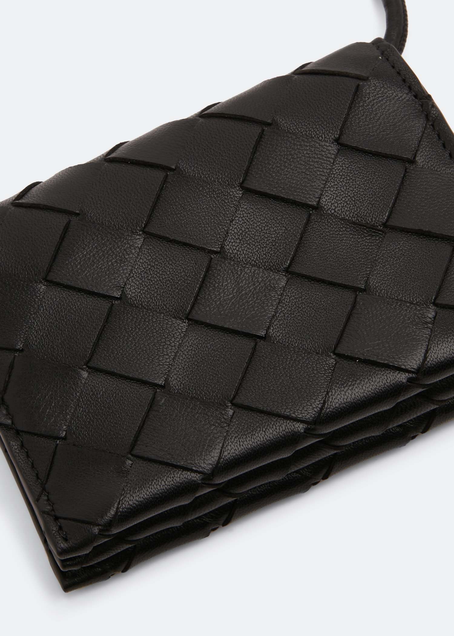 

Intrecciato leather card case, Black