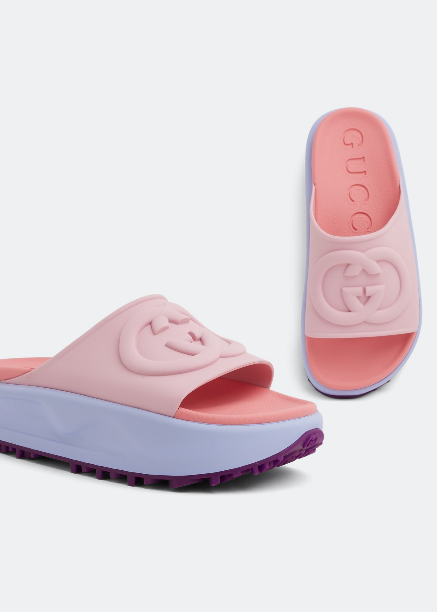 

Interlocking G slide sandals, Pink