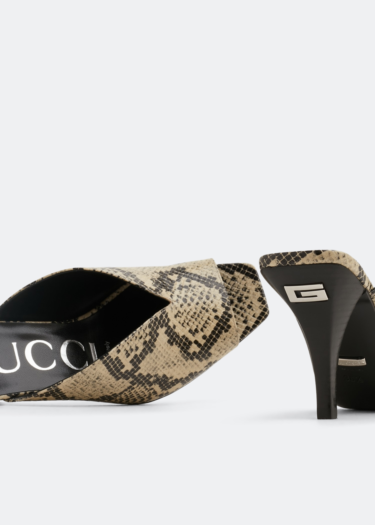 

Python open-toe pumps, Animal print