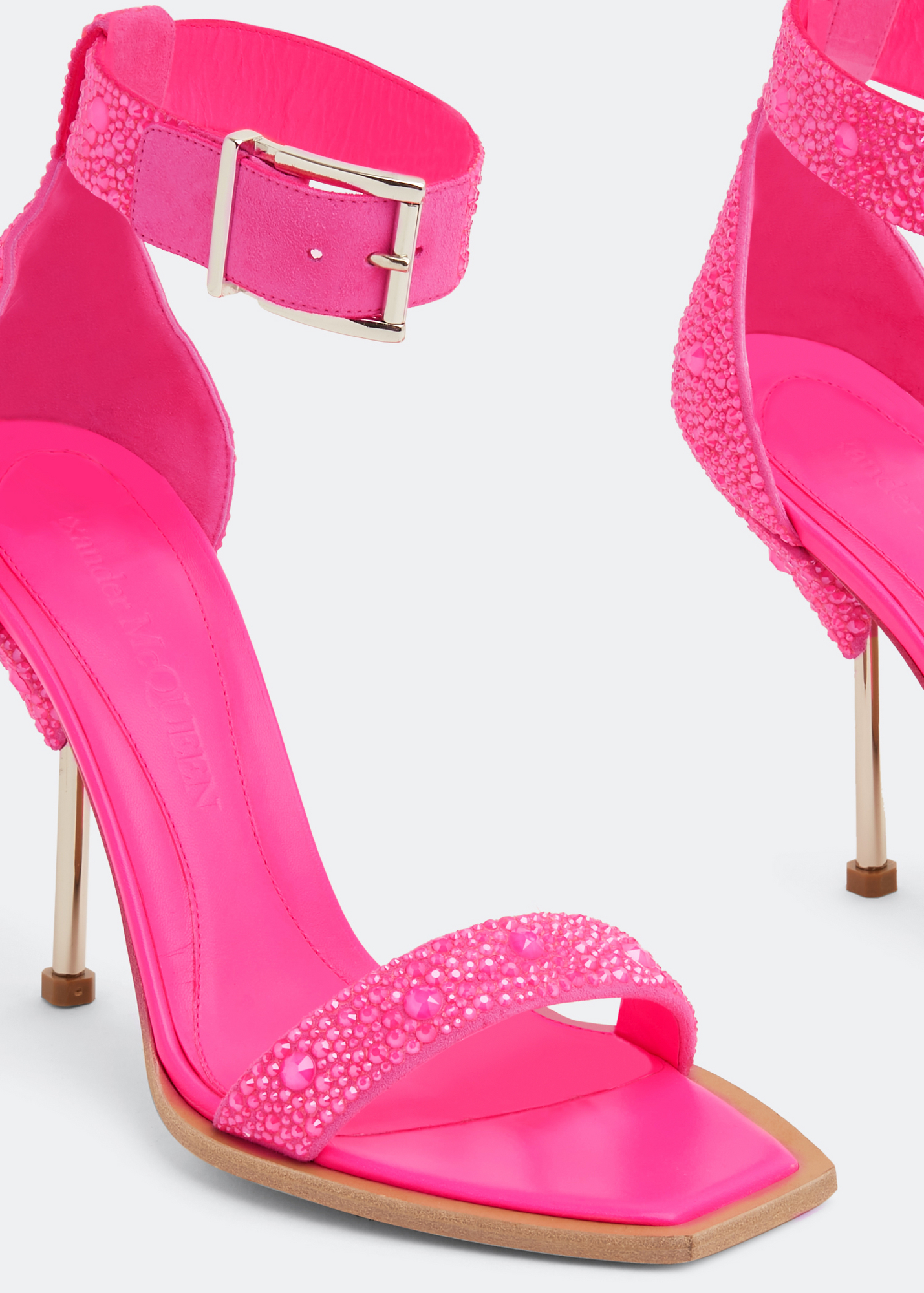 

Embellished double strap sandals, Pink
