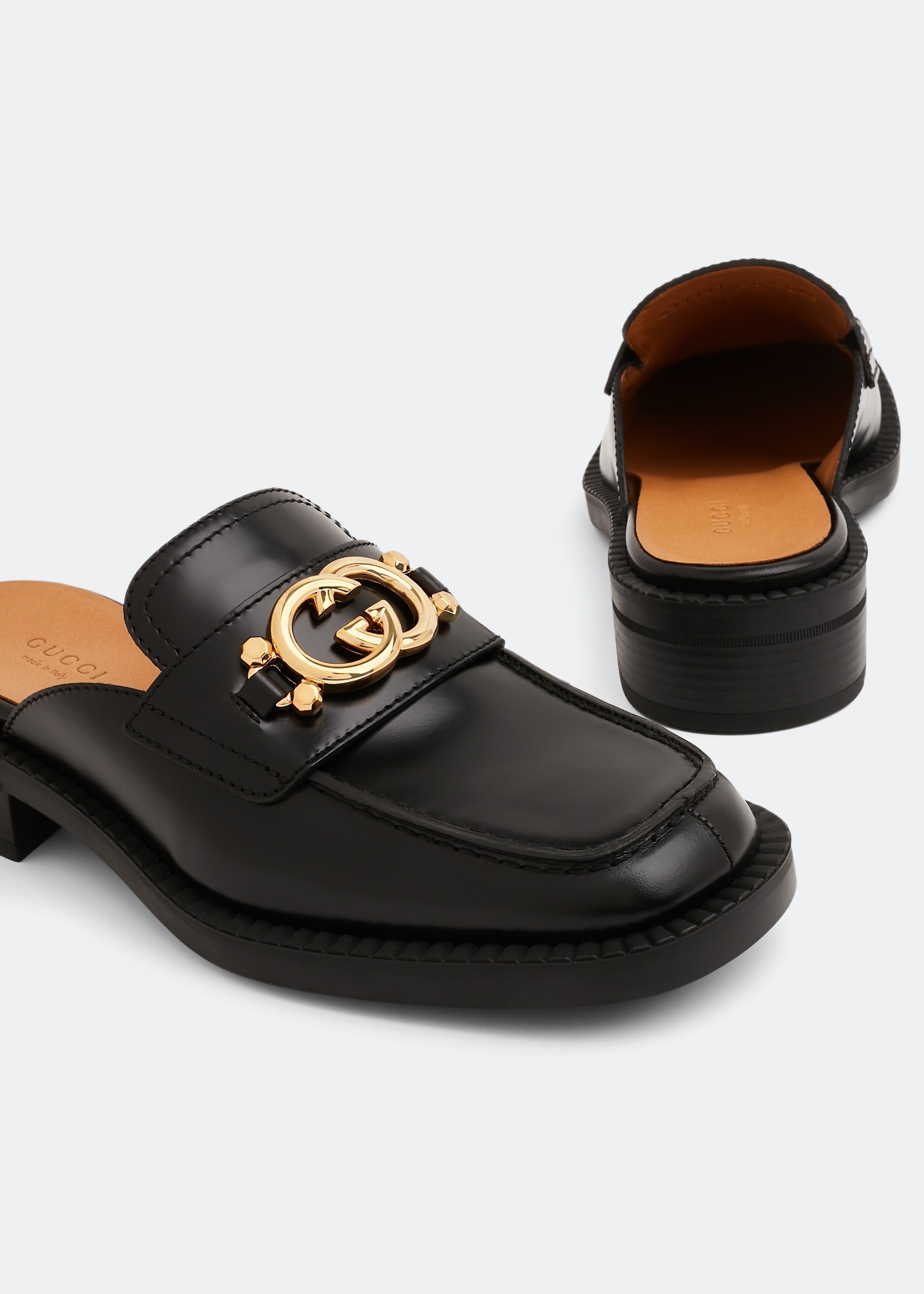 

Interlocking G slippers, Black