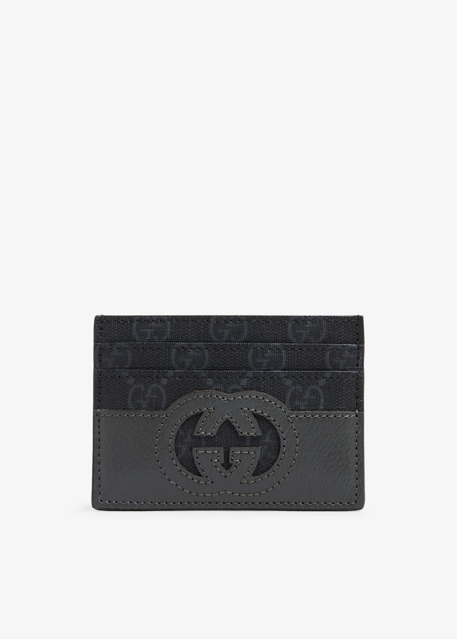 

Interlocking G cut-out card case, Grey