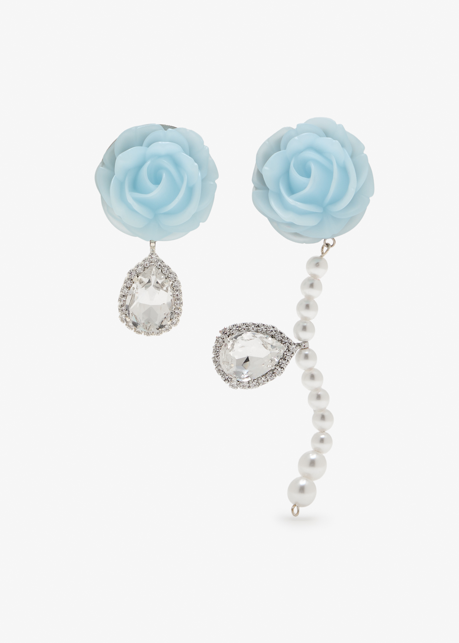 

Crystal and pearl rose earrings, Silver
