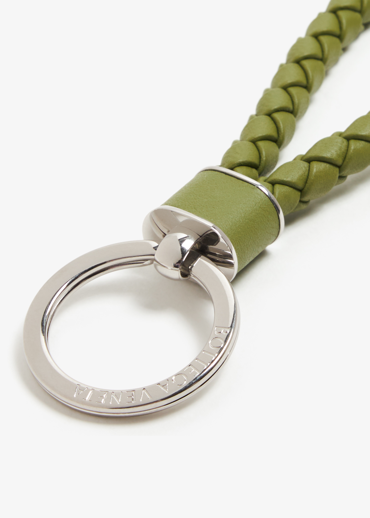 

Intrecciato-woven leather keyring, Green