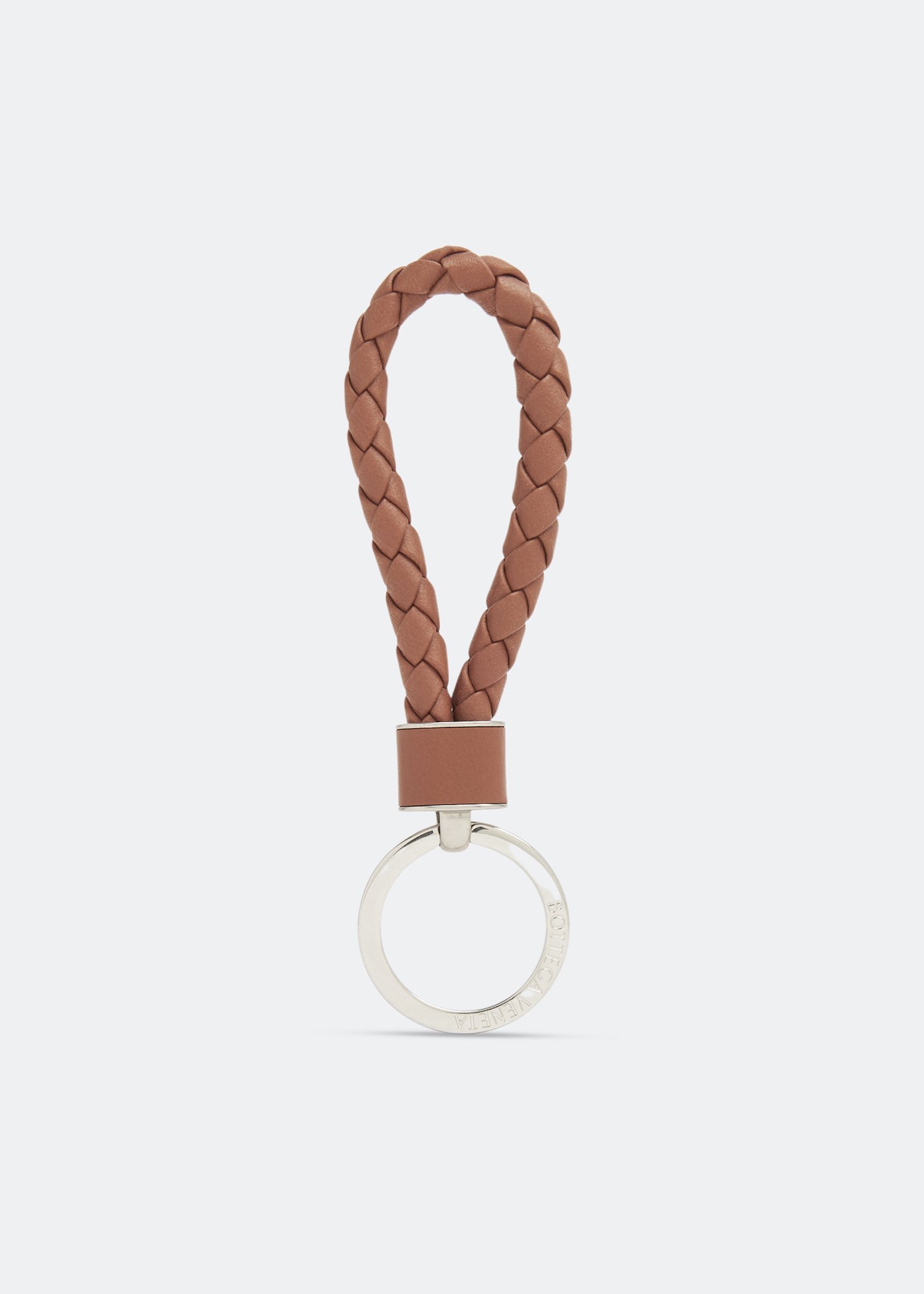 

Intrecciato-woven leather keyring, Brown