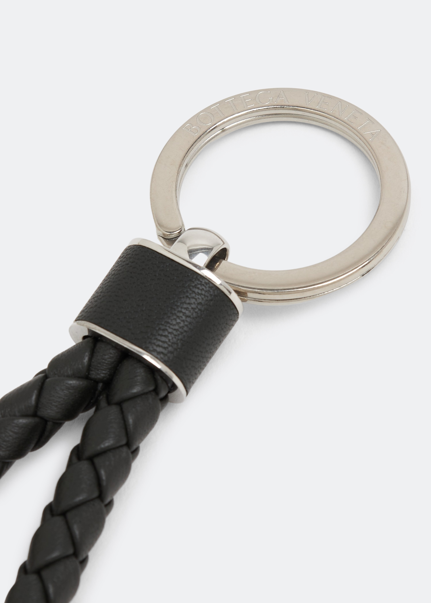 

Intrecciato-woven leather keyring, Green