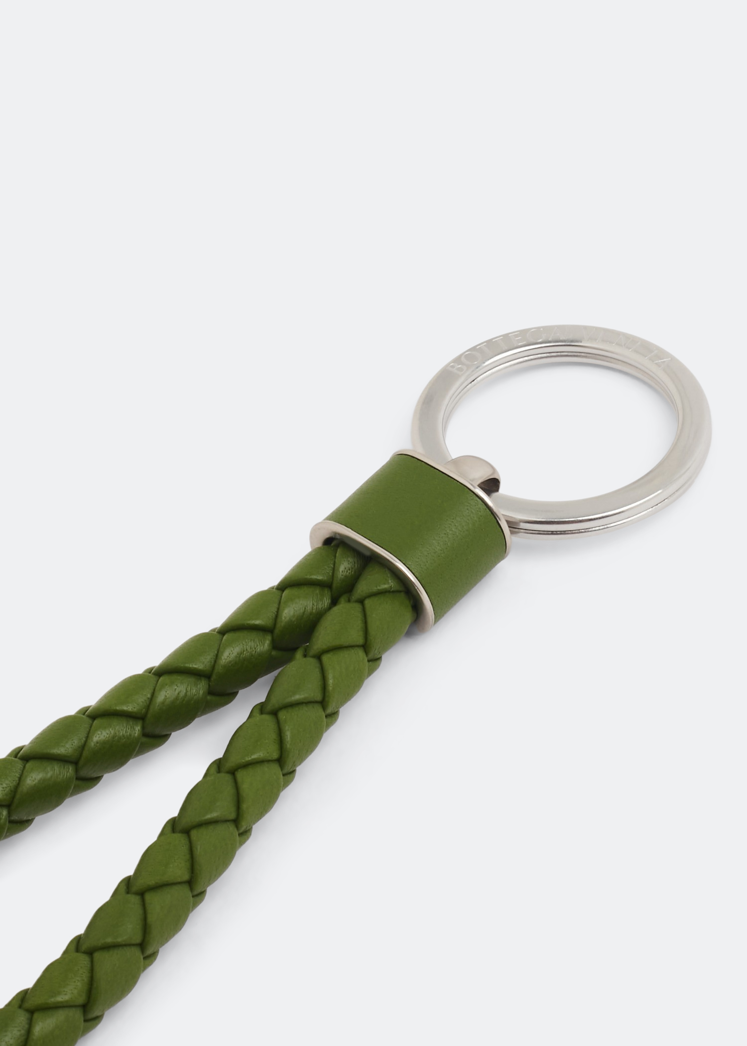 

Intrecciato-woven leather keyring, Green