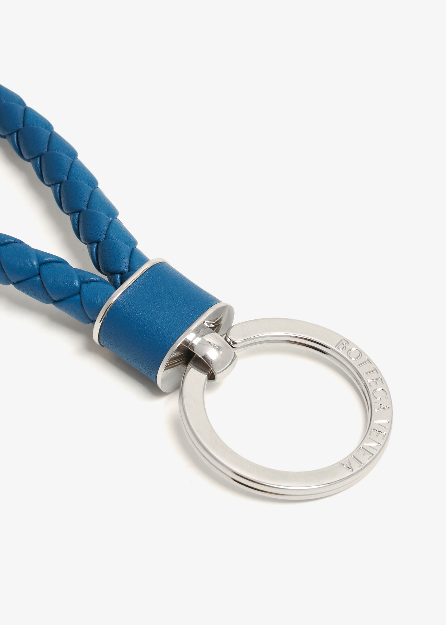 

Intrecciato-woven leather keyring, Blue