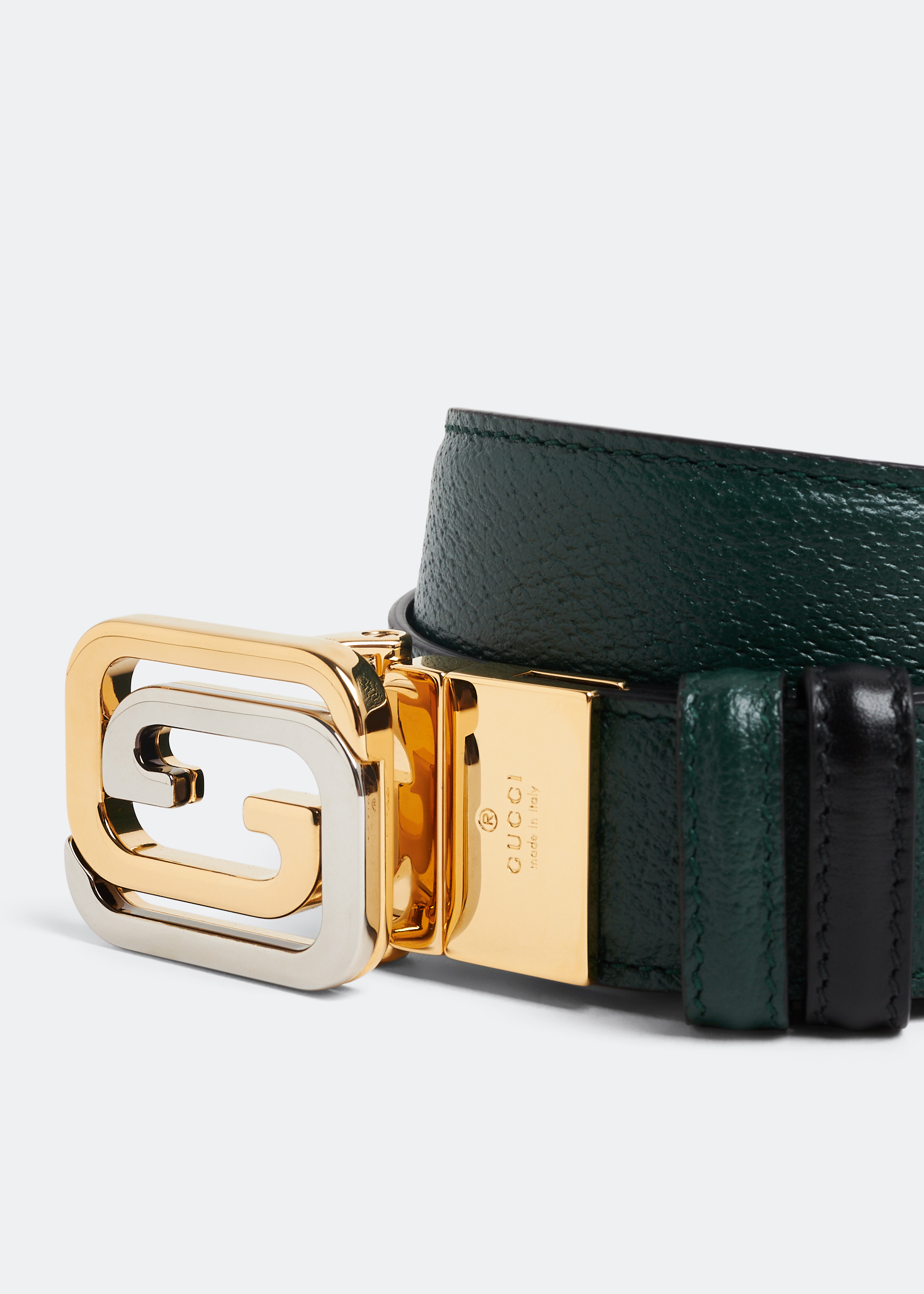 

Squared Interlocking G reversible belt, Green