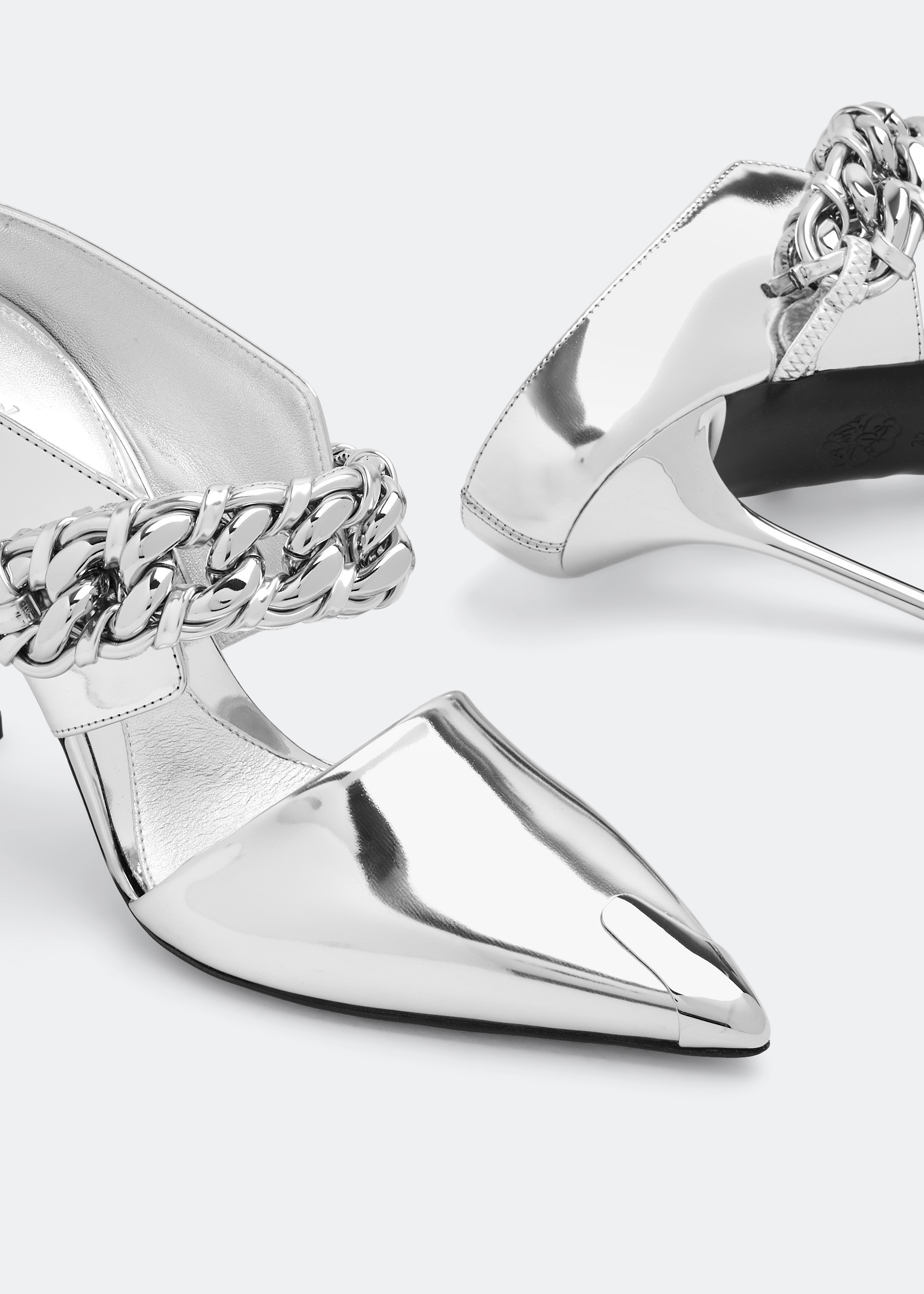 

Punk chain mules, Silver