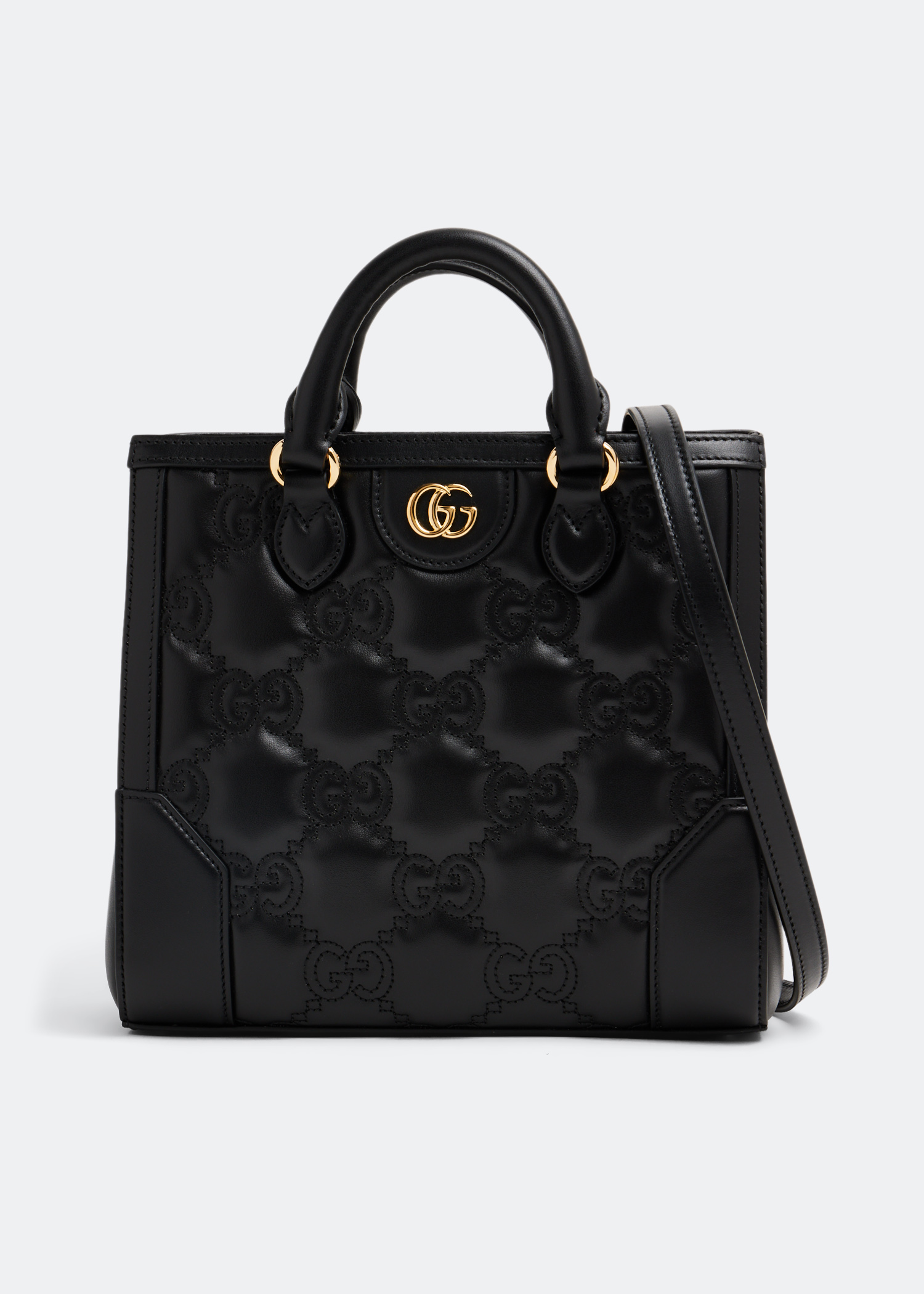 

GG Matelassé mini top handle bag, Black