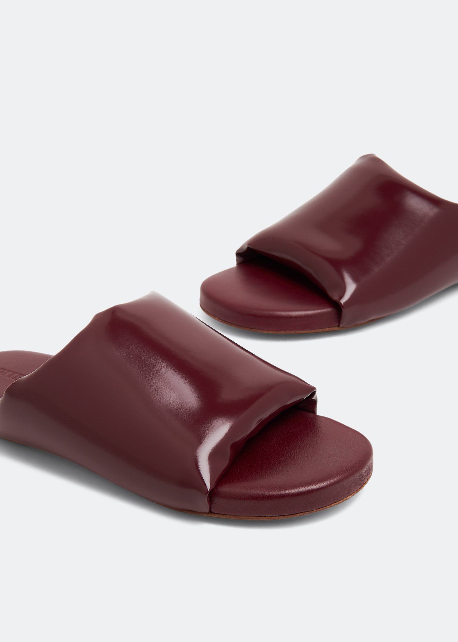 

Leather slide sandals, Burgundy