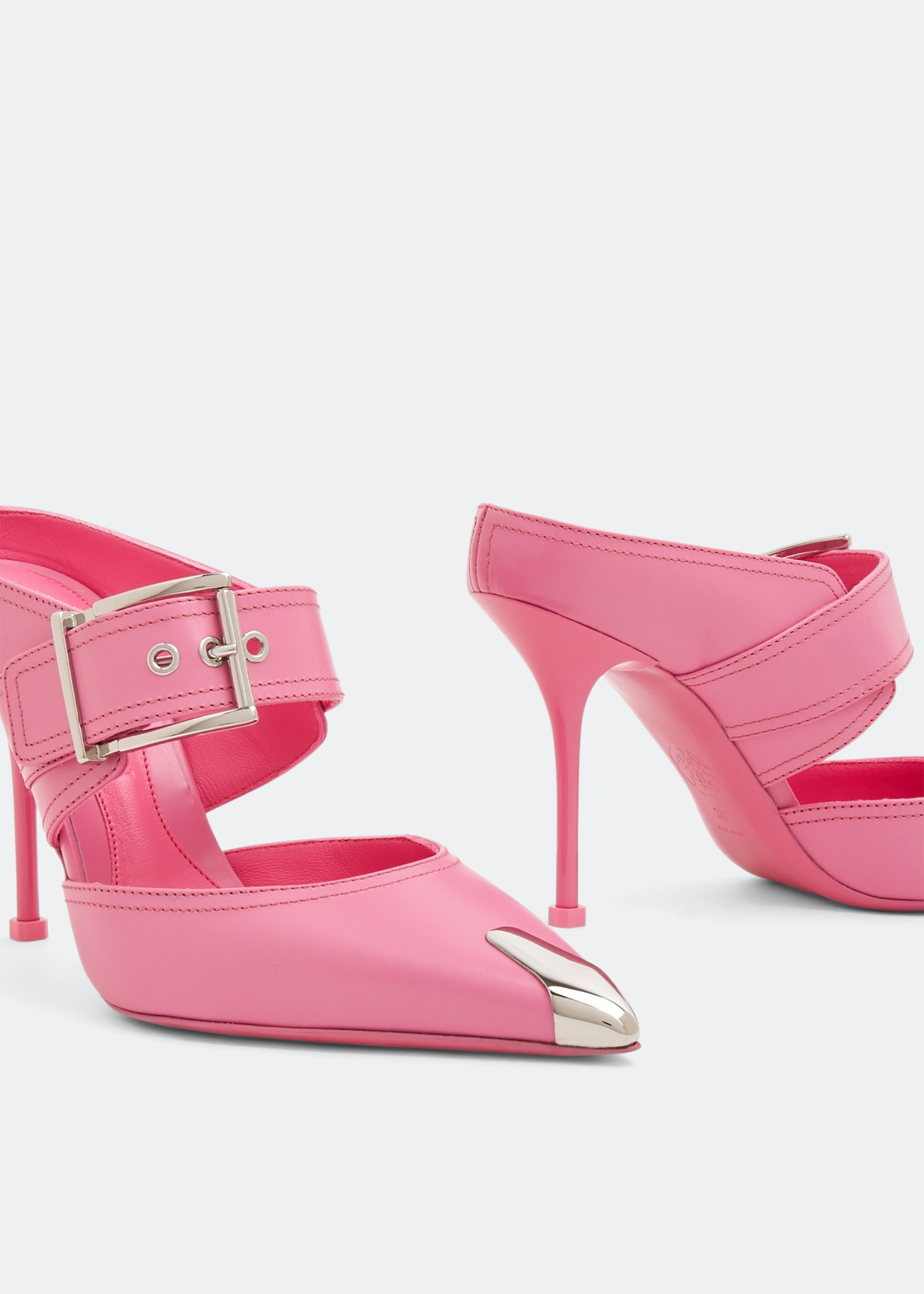 

Punk buckle mules, Pink