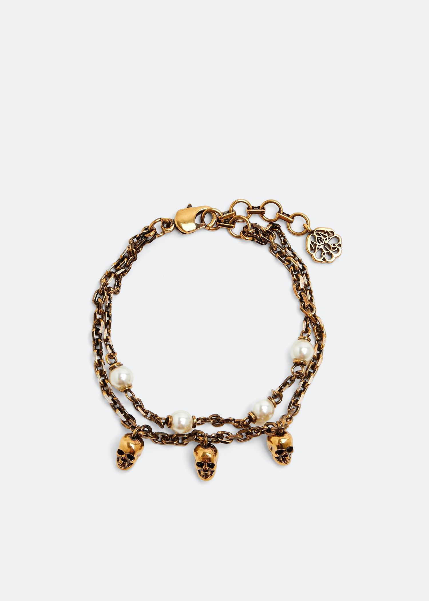 

Pearl Skull chain bracelet, Gold