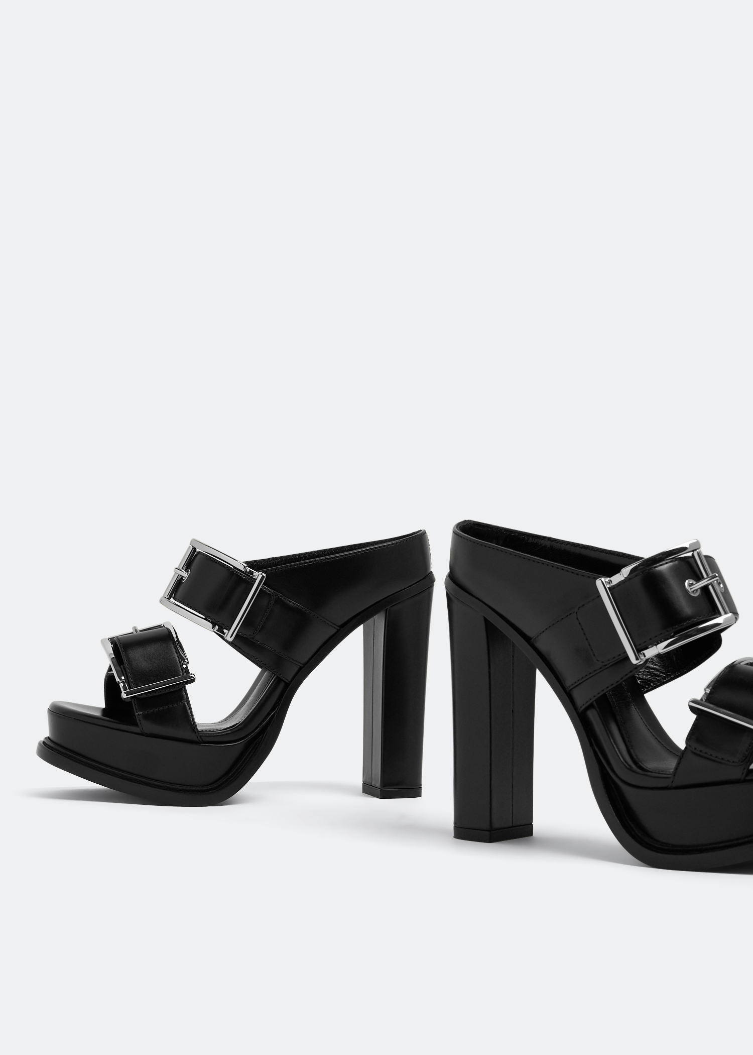 

Platform buckle sandals, Black