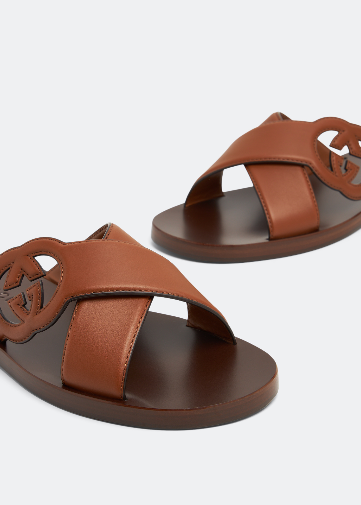 

Interlocking G slide sandals, Brown