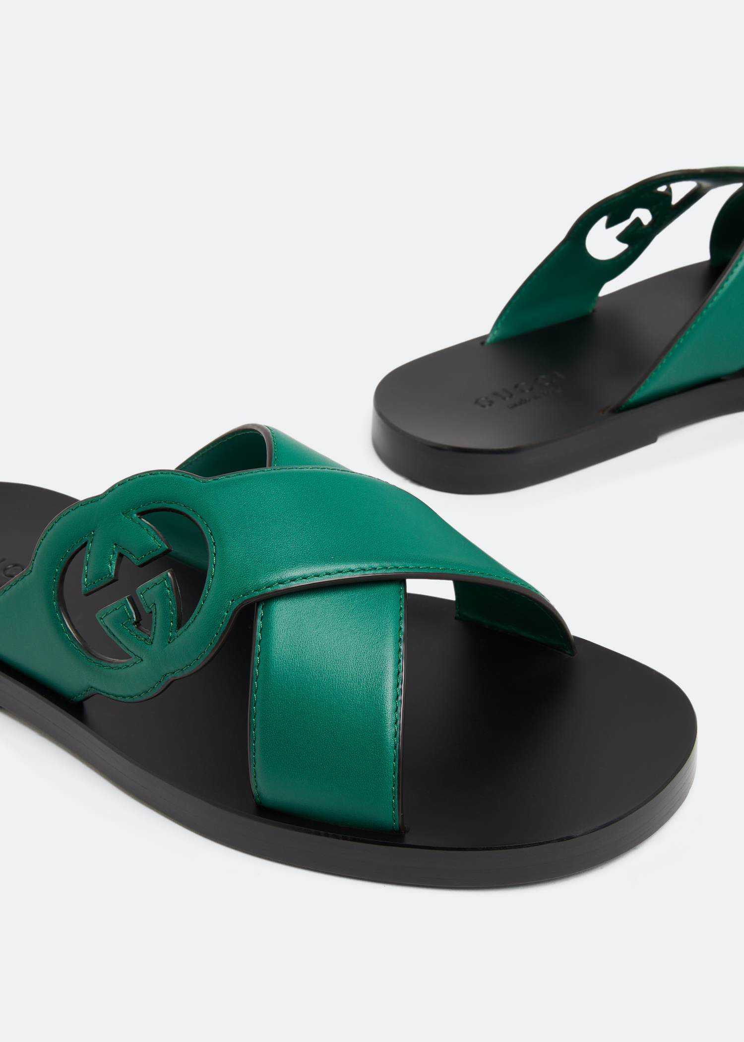 

Interlocking G slide sandals, Green