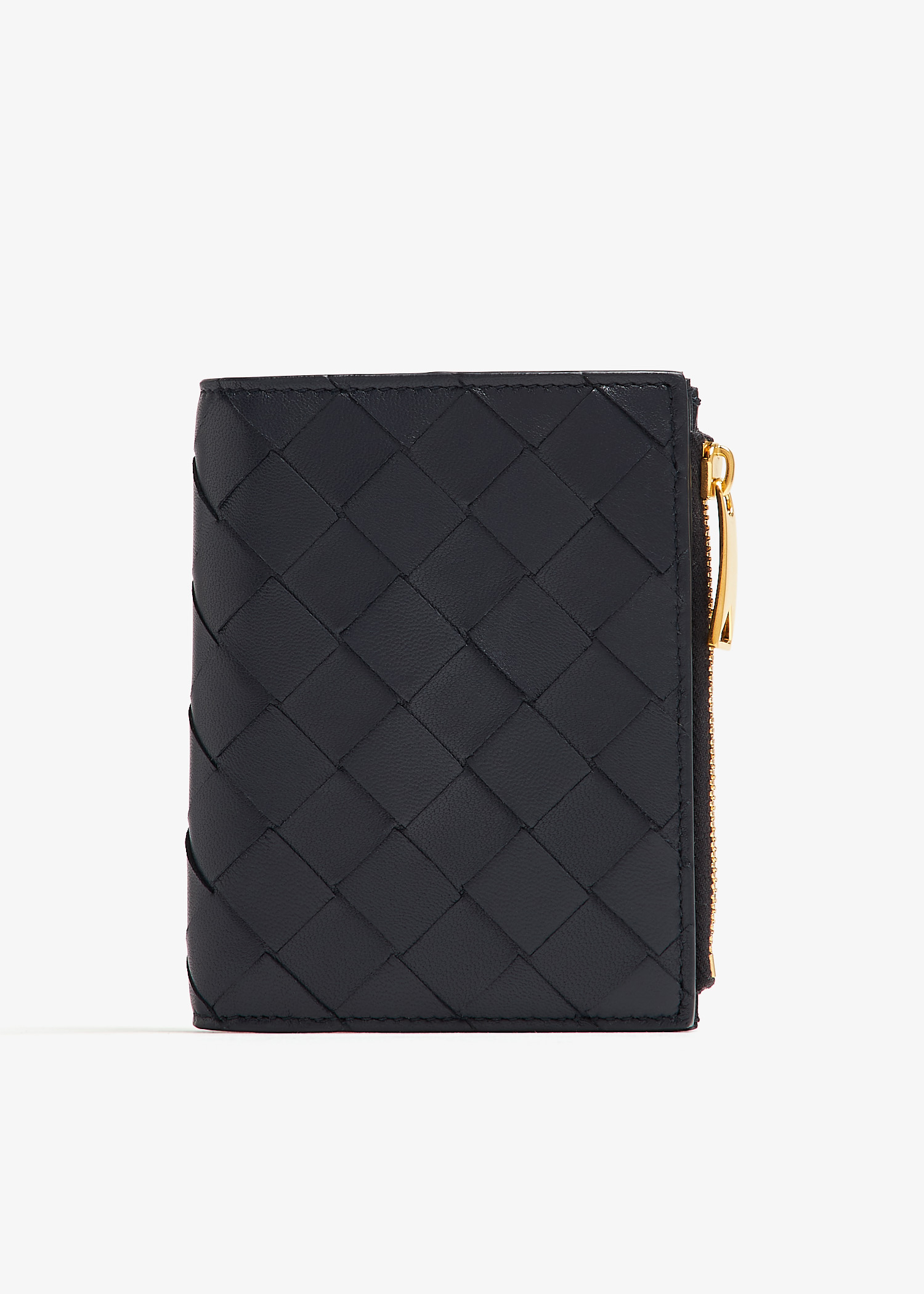 

Small Intrecciato bi-fold zip wallet, Navy