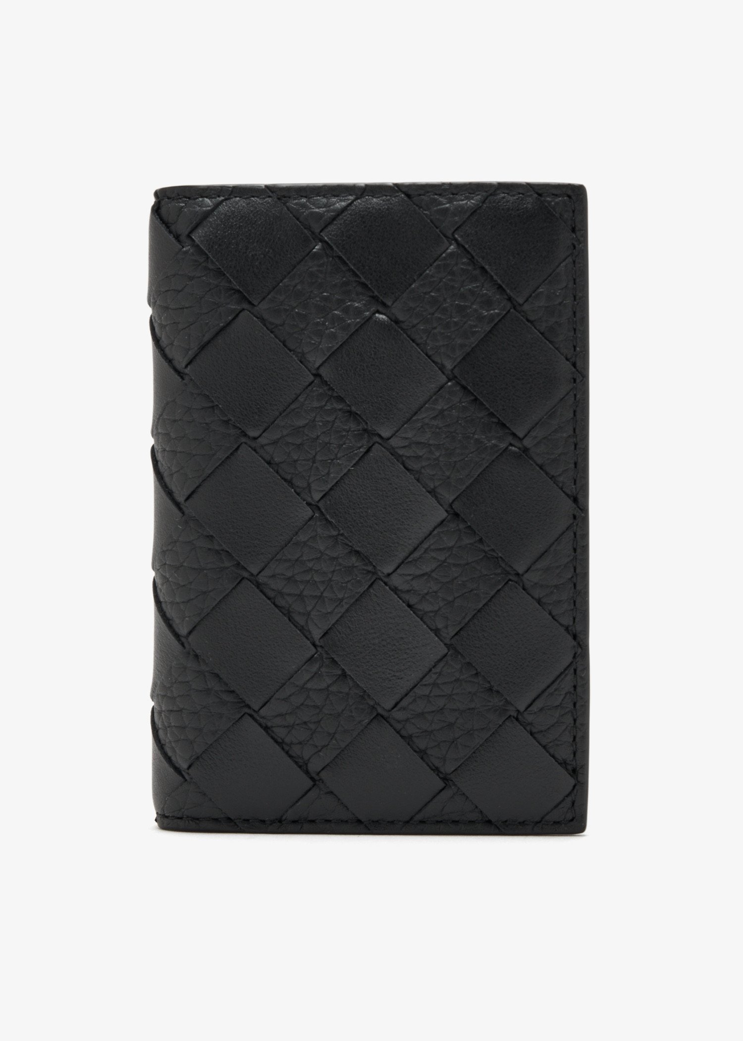 

Intrecciato flap card case, Black