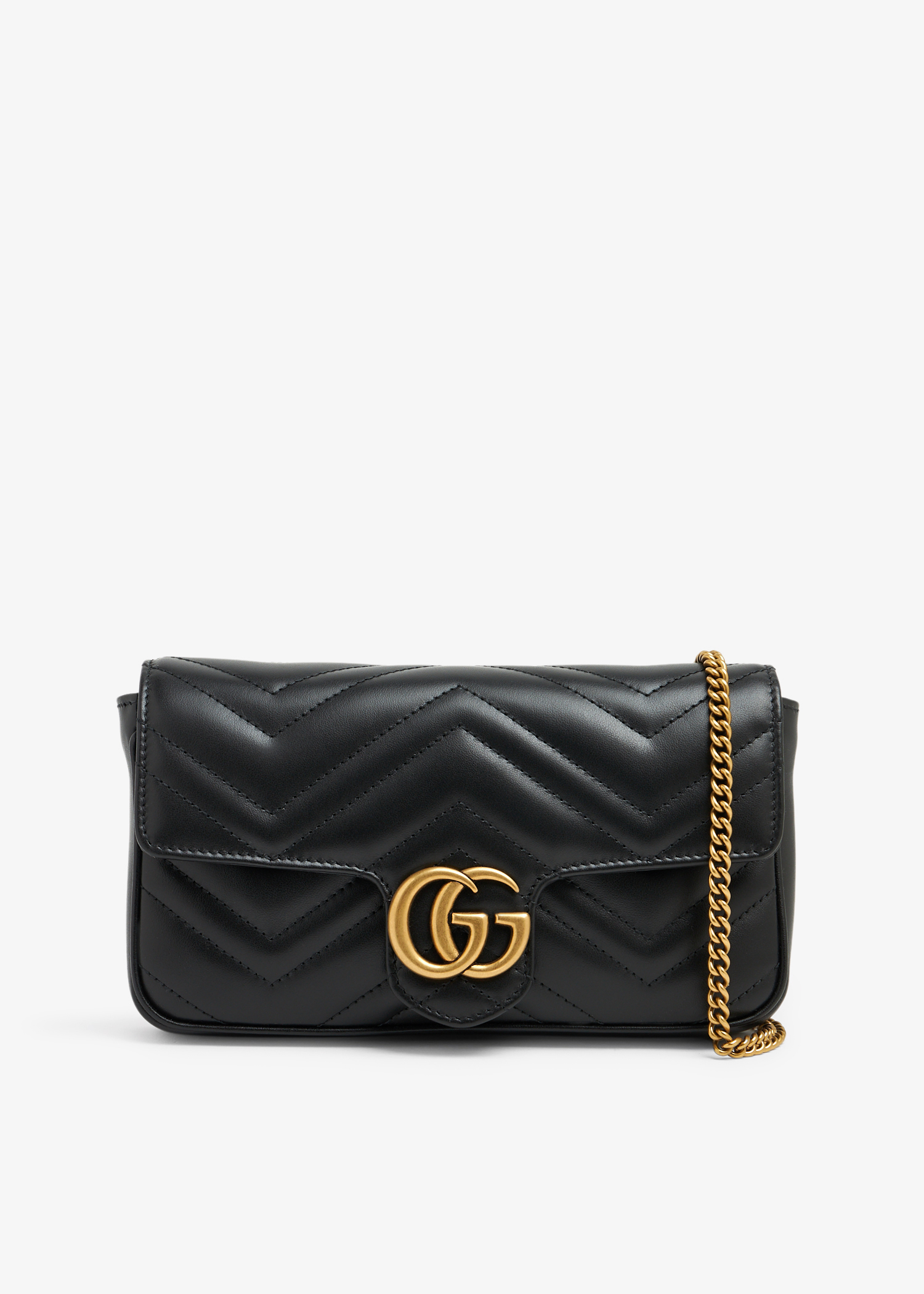 

GG Marmont mini card case chain wallet, Black