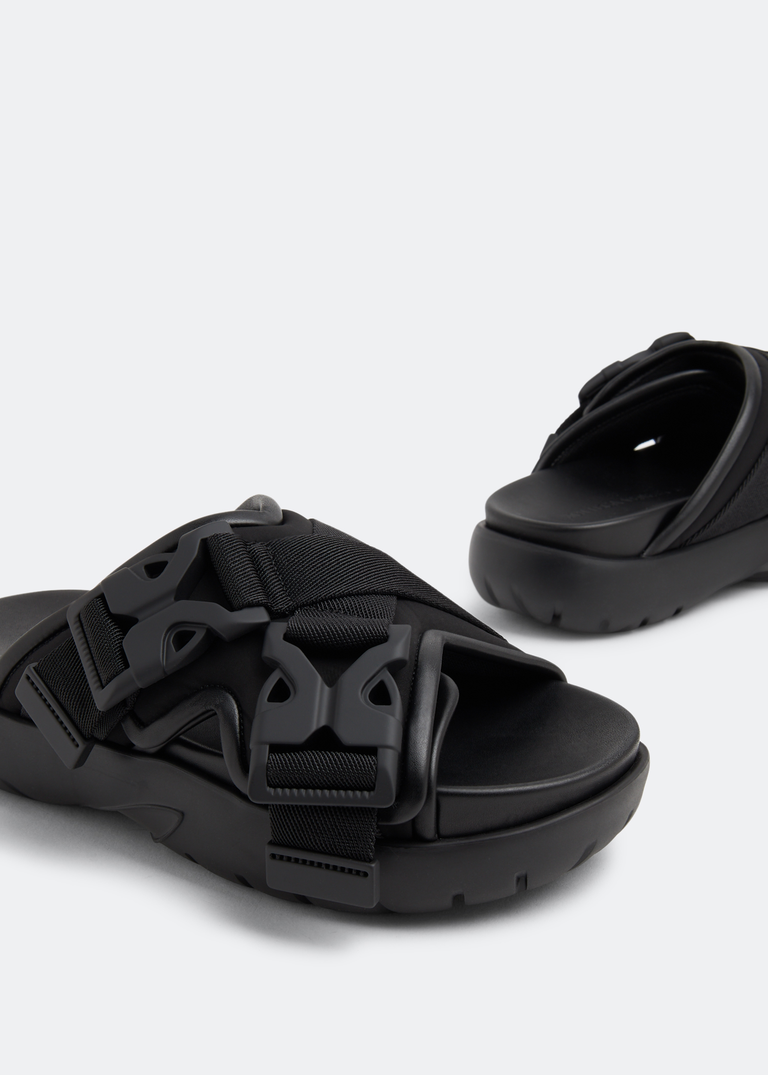 

Snap slide sandals, Black