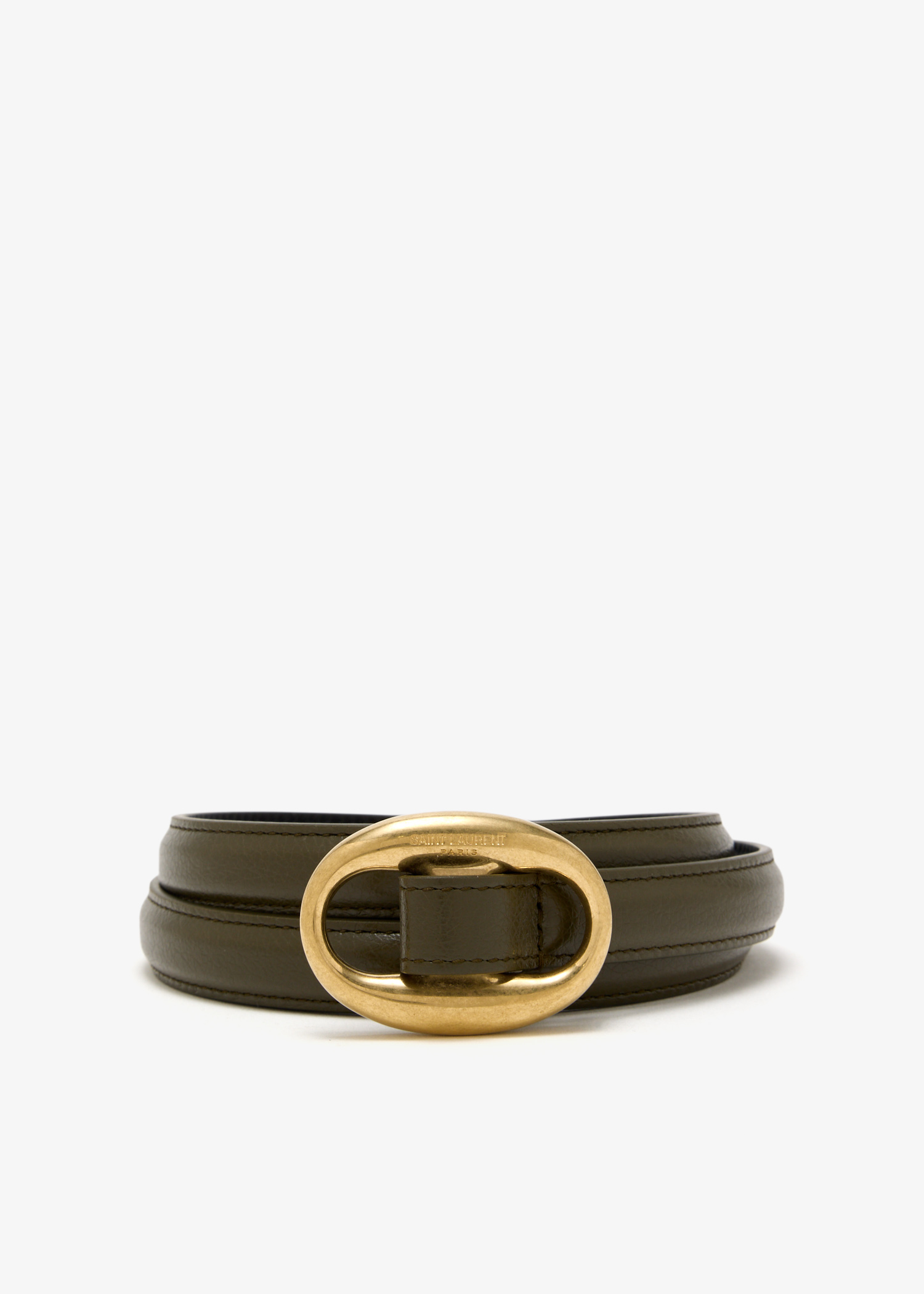 

Oval buckle thin belt, Green