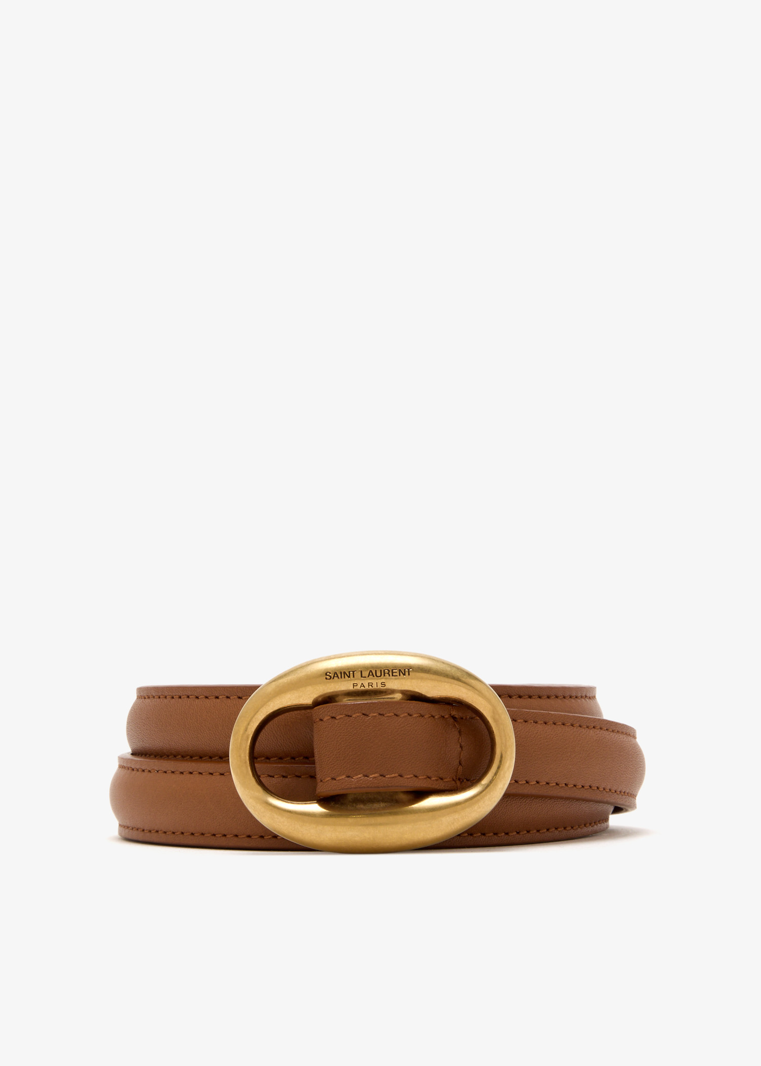 

Oval buckle thin belt, Brown