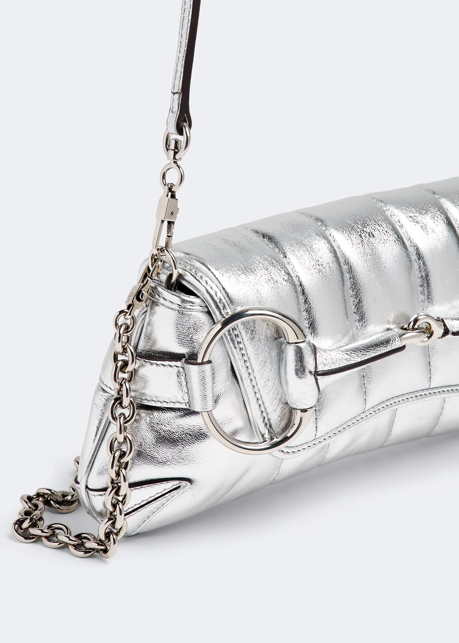 

Horsebit chain small shoulder bag, Silver