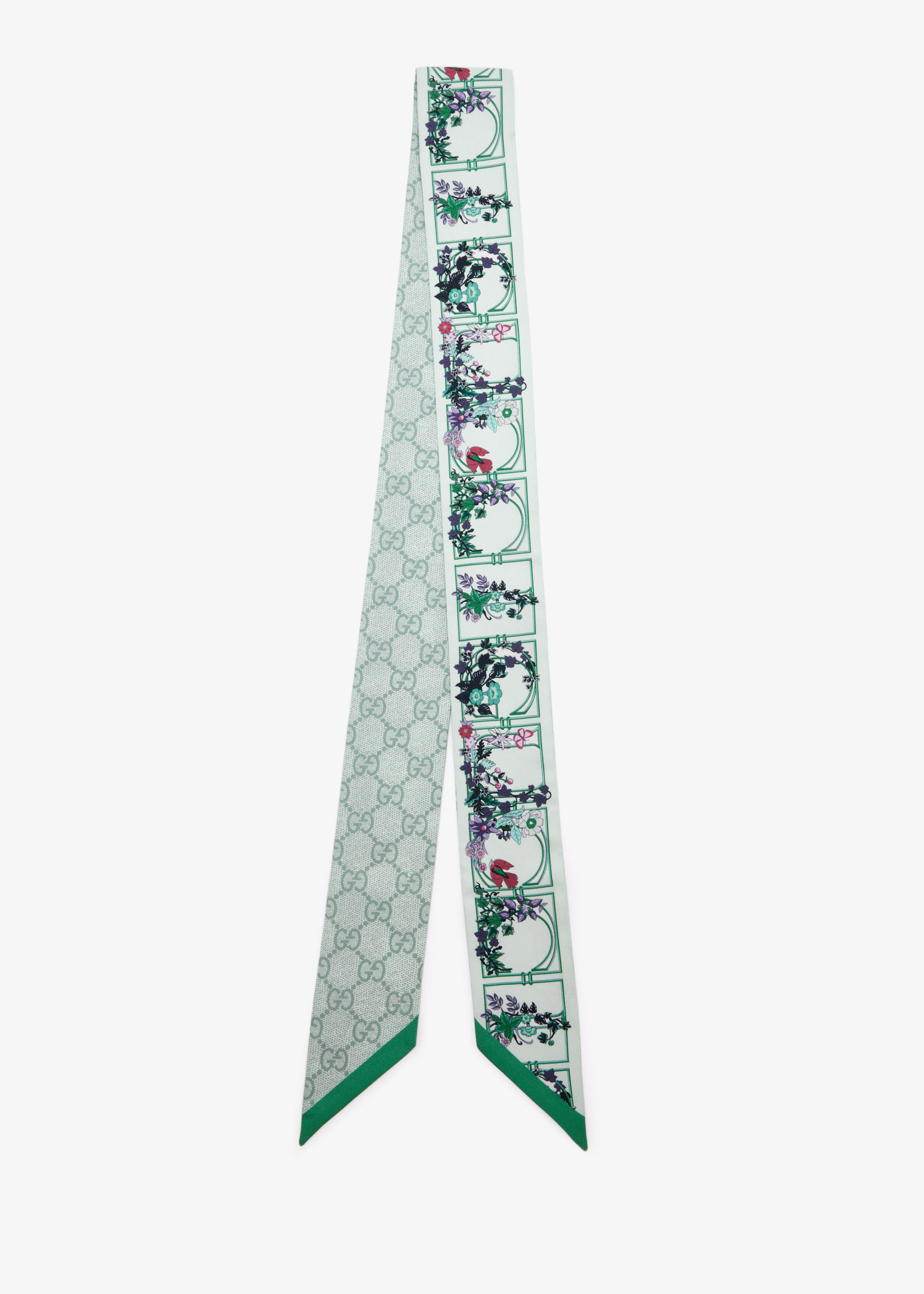 

Printed silk twill ribbon, Green