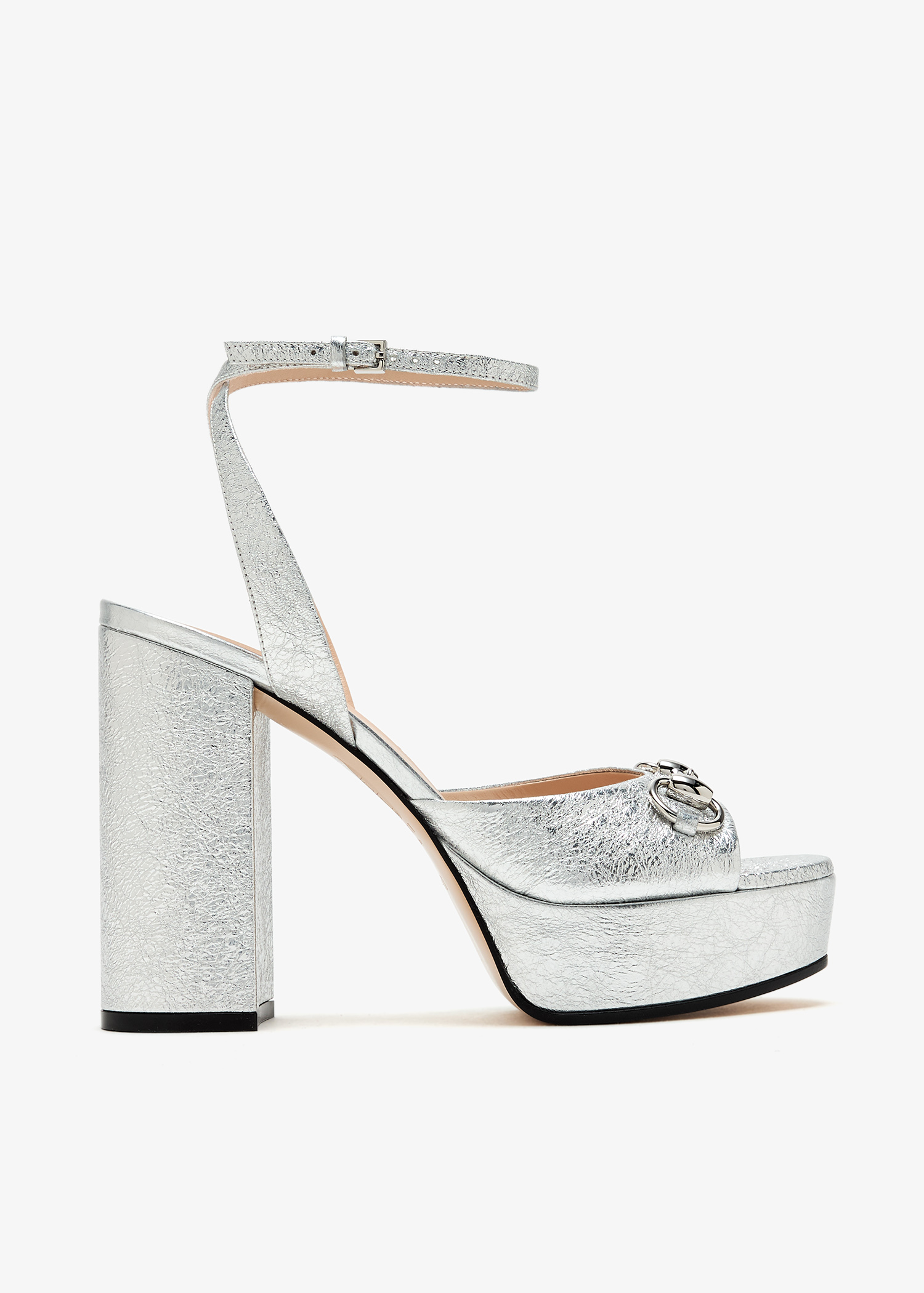 

Horsebit platform sandals, Silver
