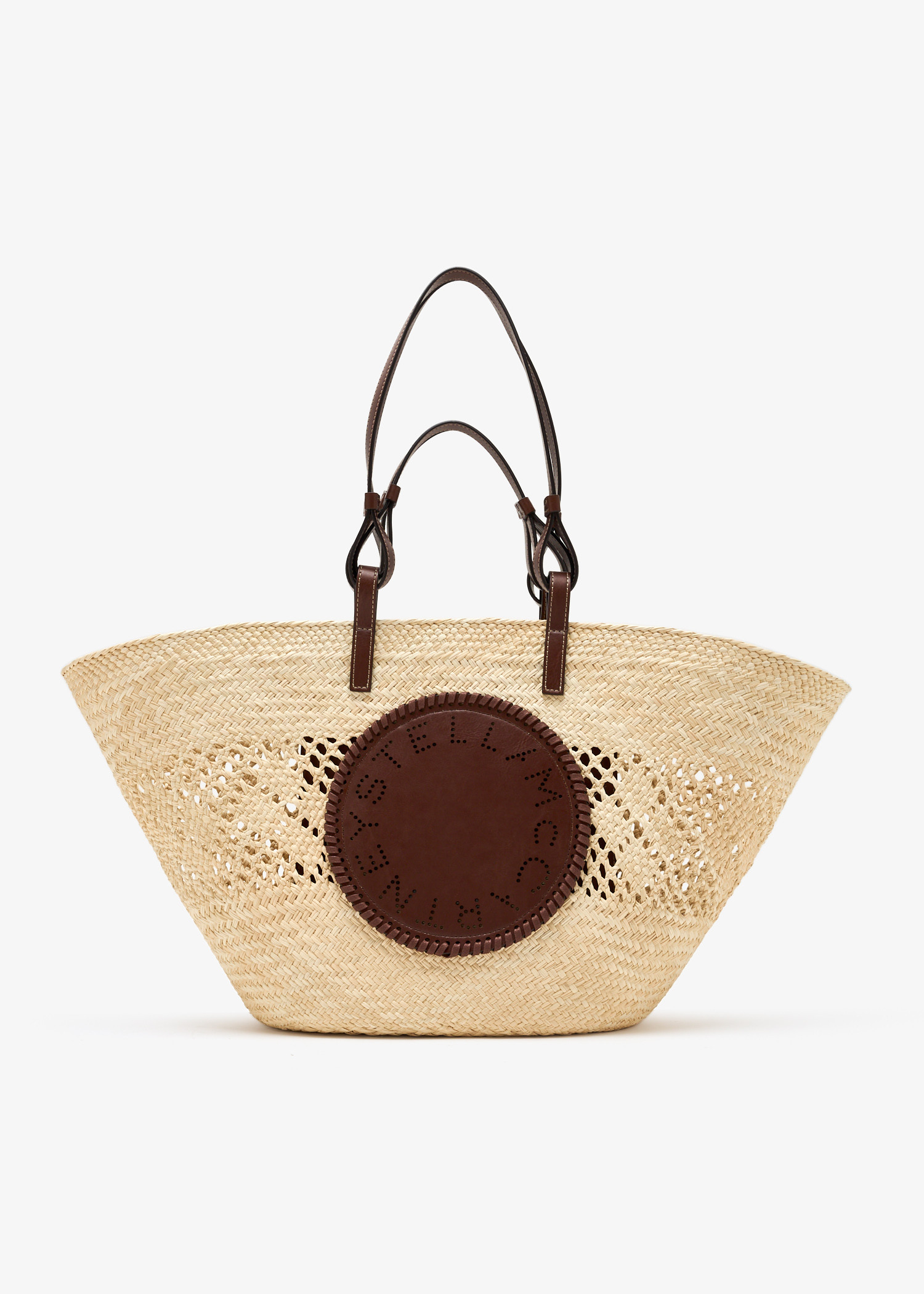 

Logo raffia crochet large tote bag, Beige