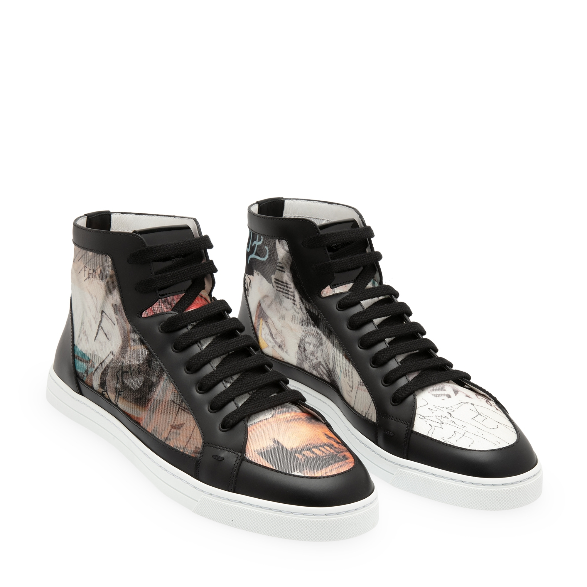 

Printed high-top sneakers, Black