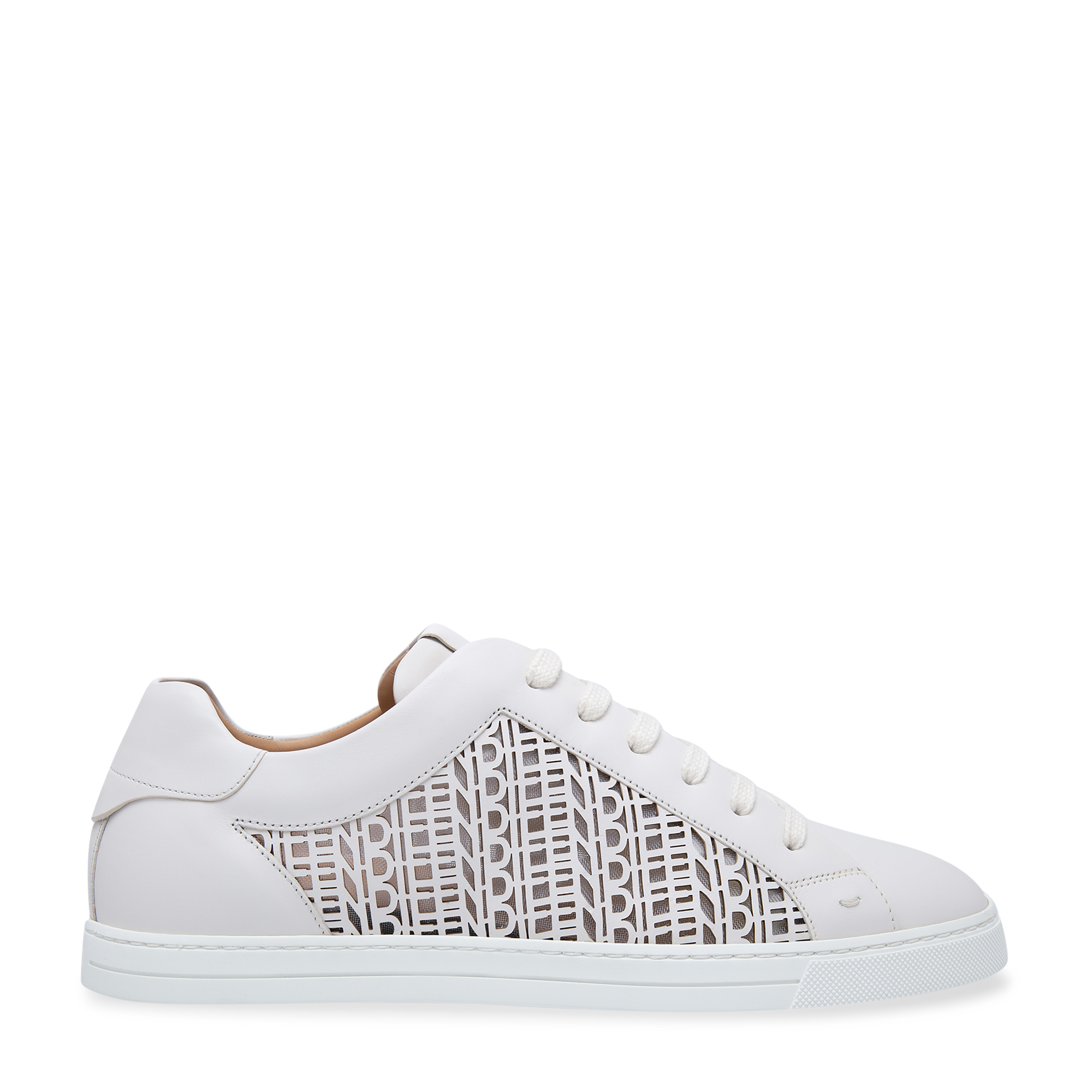 

Laser-cut leather sneakers, White