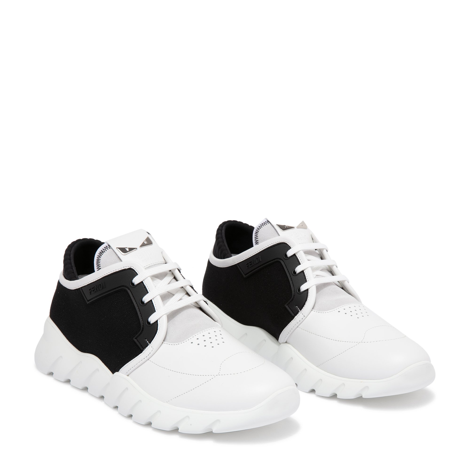 

Leather chunky sole sneakers, White