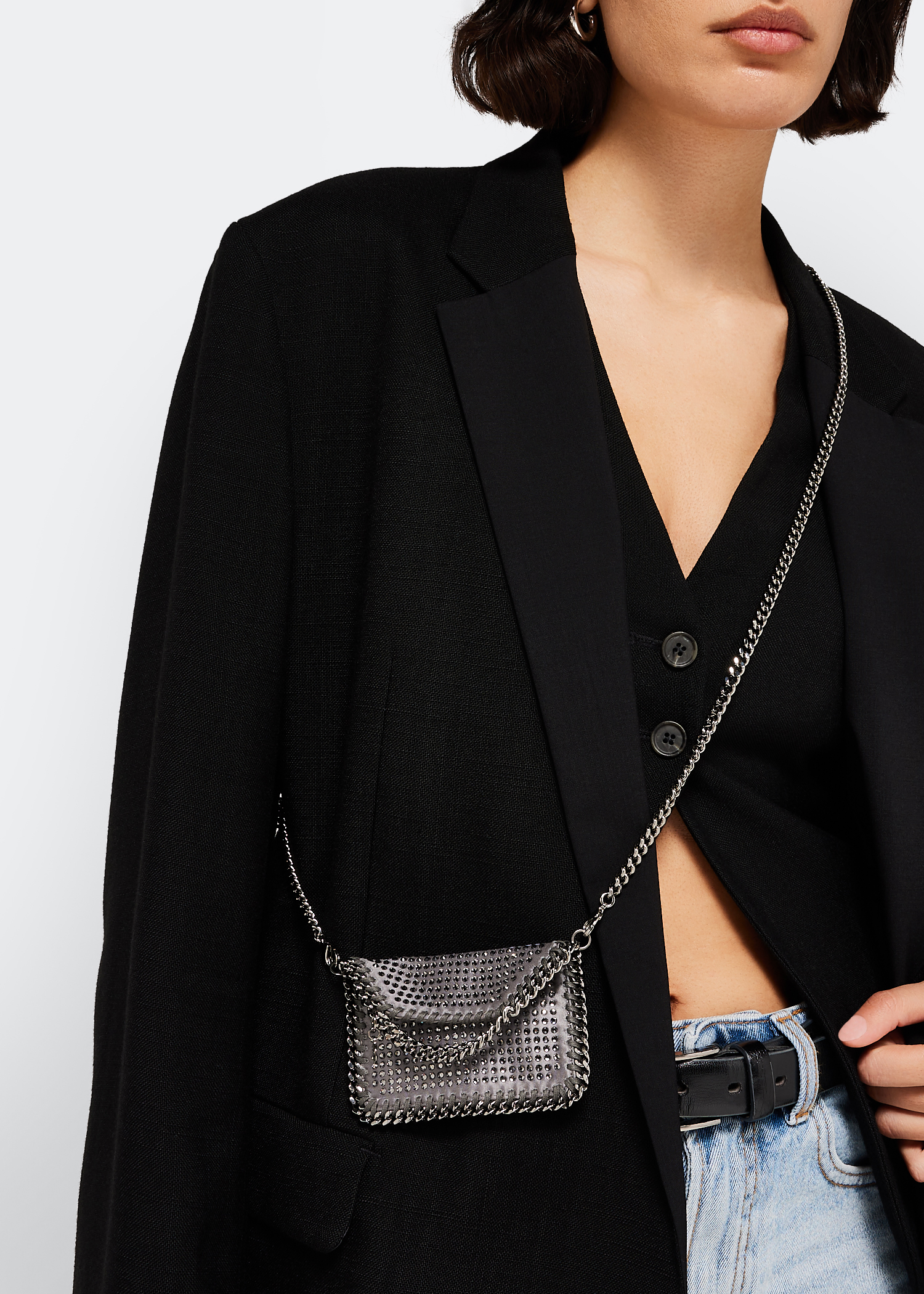 

Falabella crystals cardholder, Black