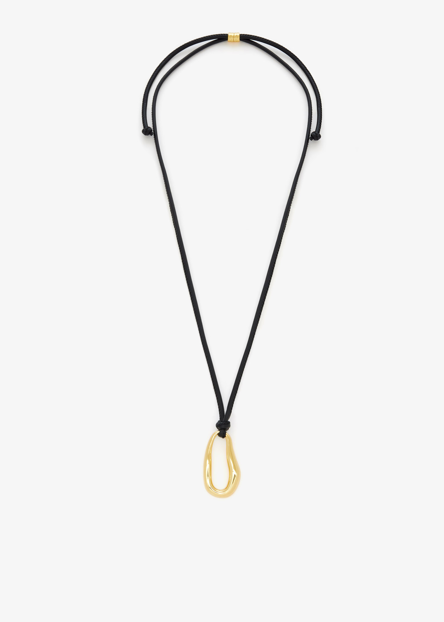 

Sculpted Link leather pendant necklace, Black