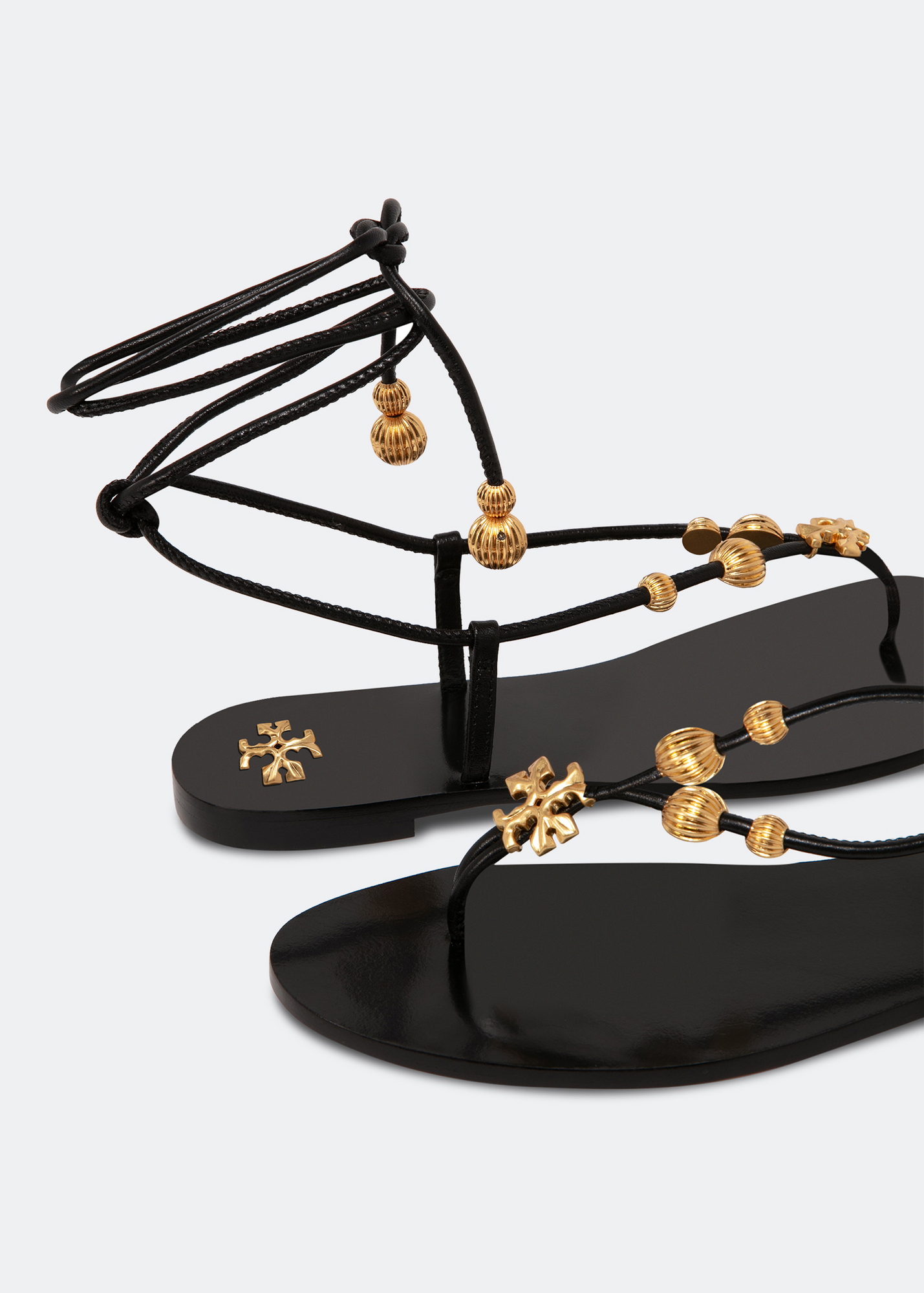 

Capri flat lace-up sandals, Black