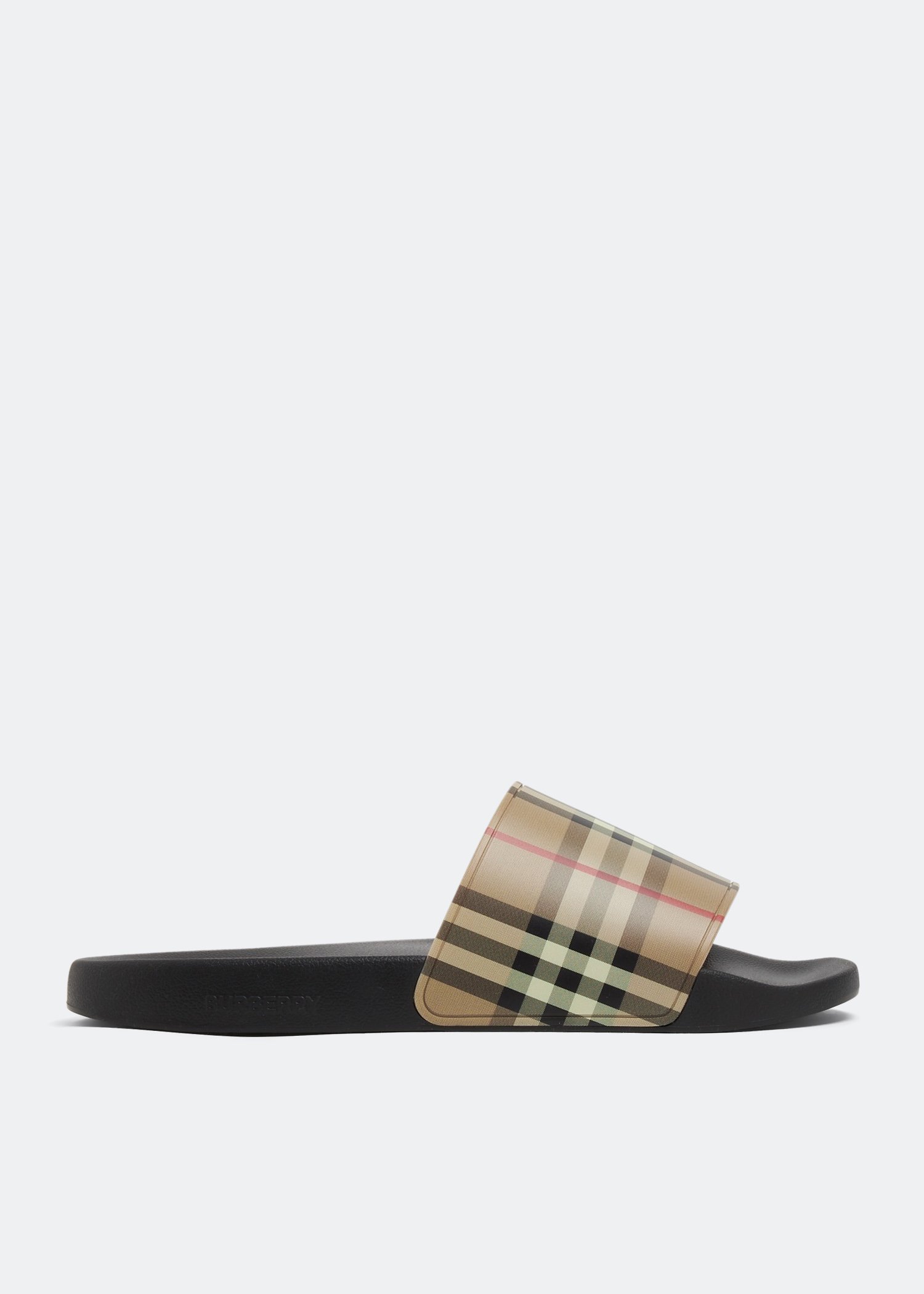 

Vintage check print slides, Beige