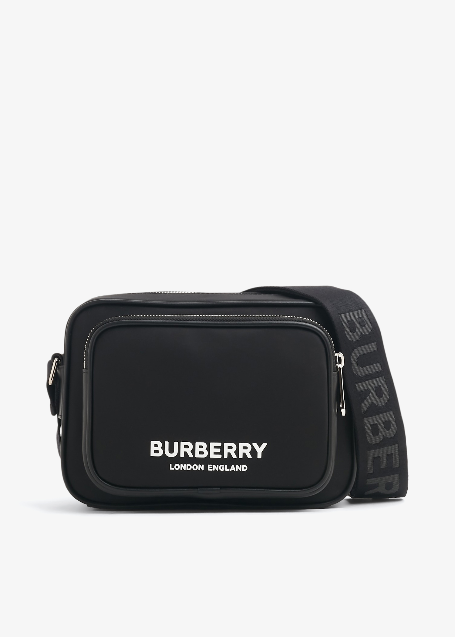 

Logo print nylon crossbody bag, Black