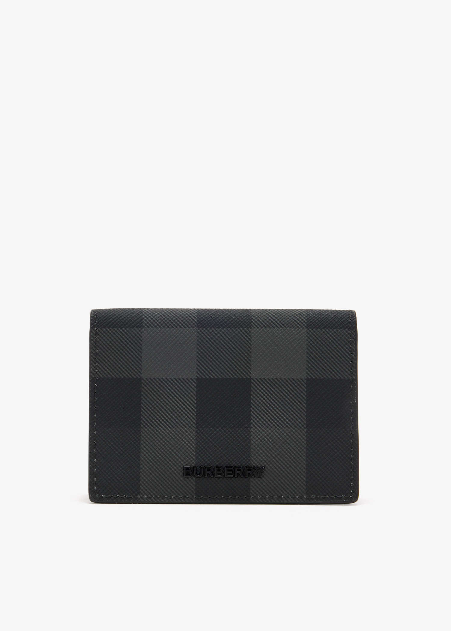 

Check folding card case, Black