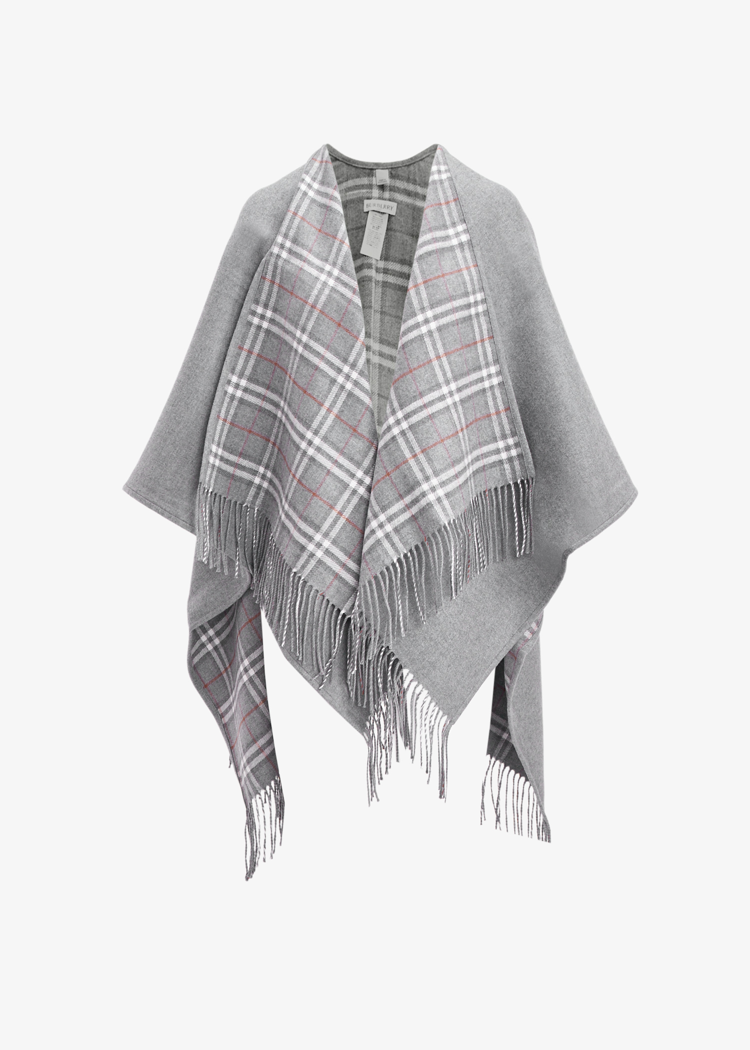 

Check reversible wool cape, Grey