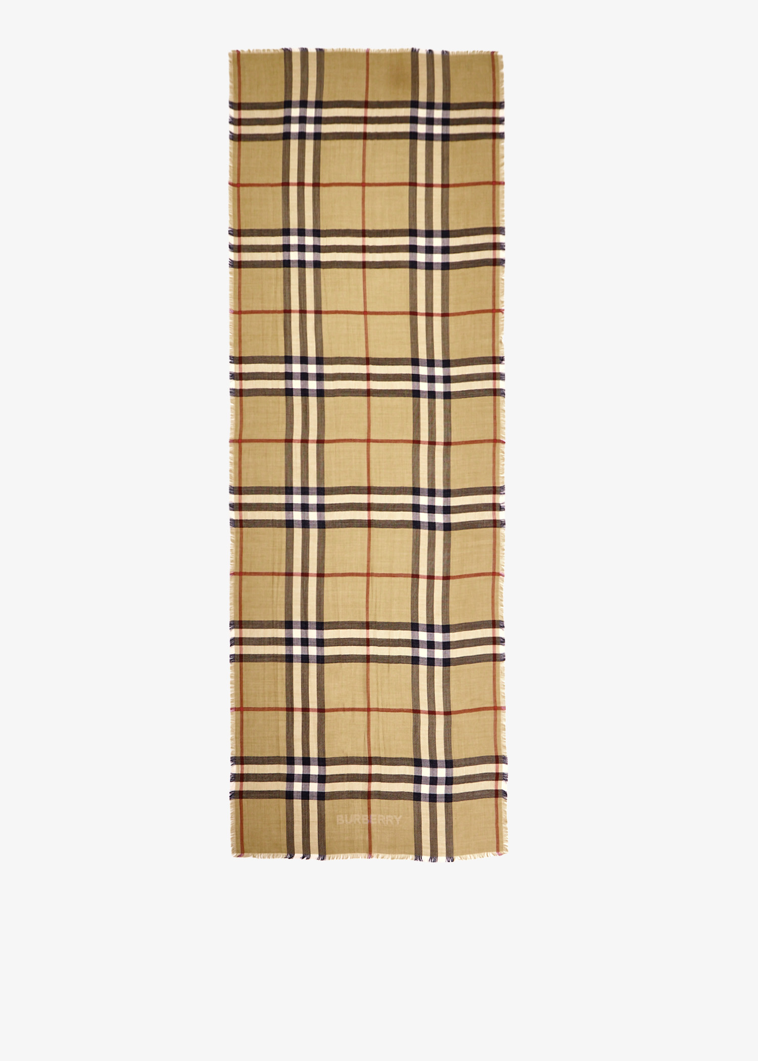 

Check gauze scarf, Beige