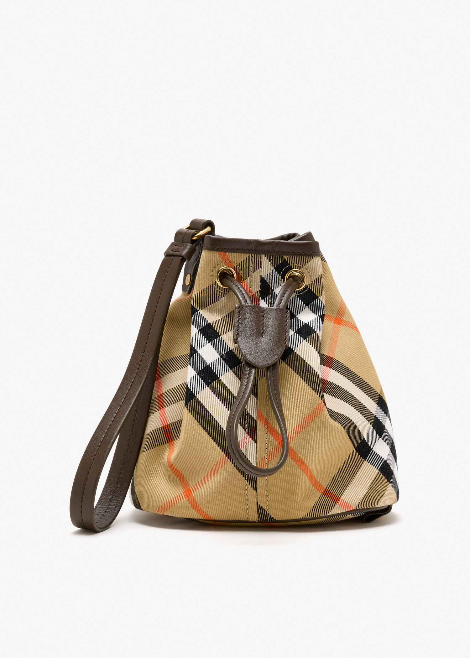 

Check Drawstring bucket pouch, Printed