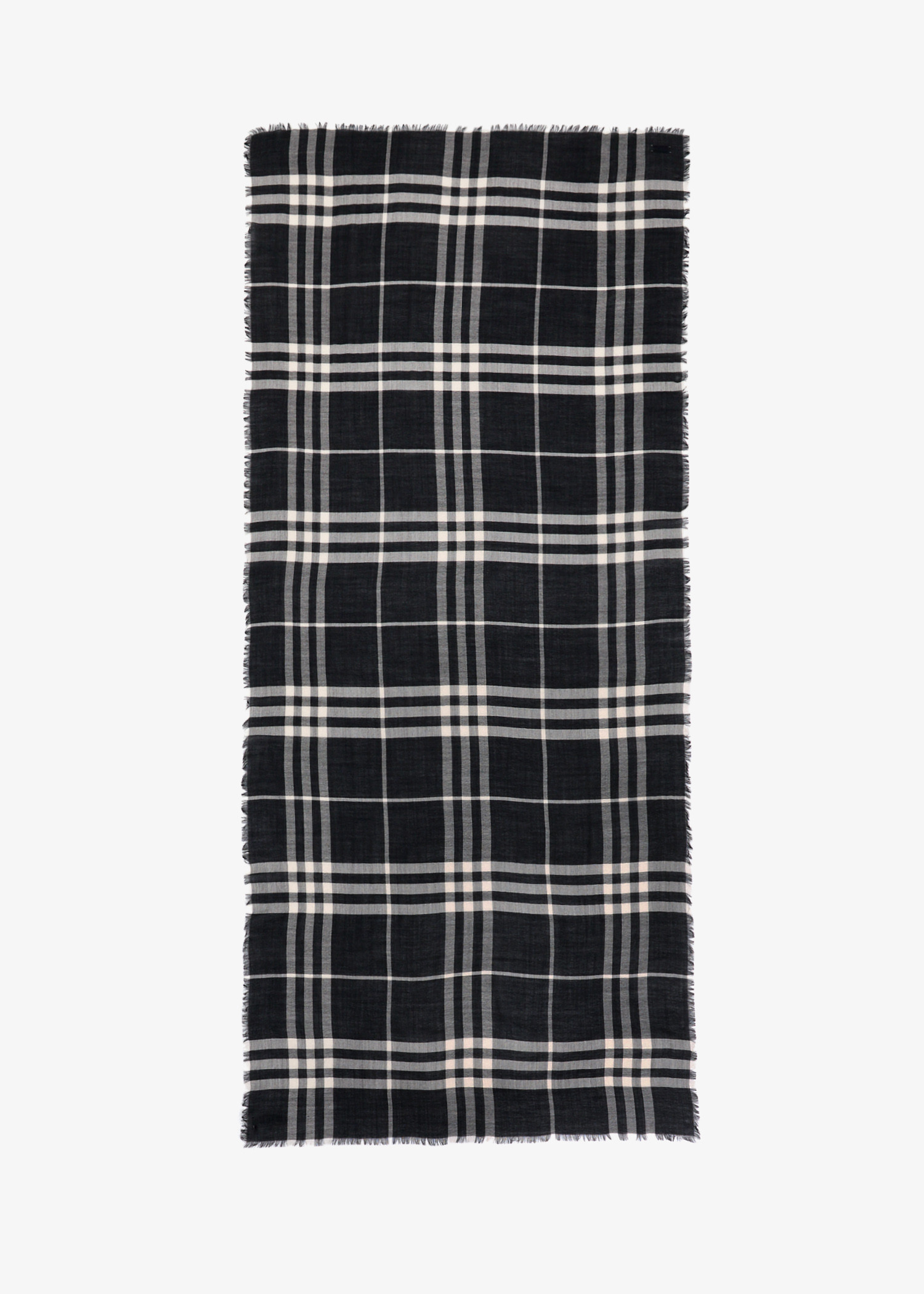 

Wide Check wool scarf, Black