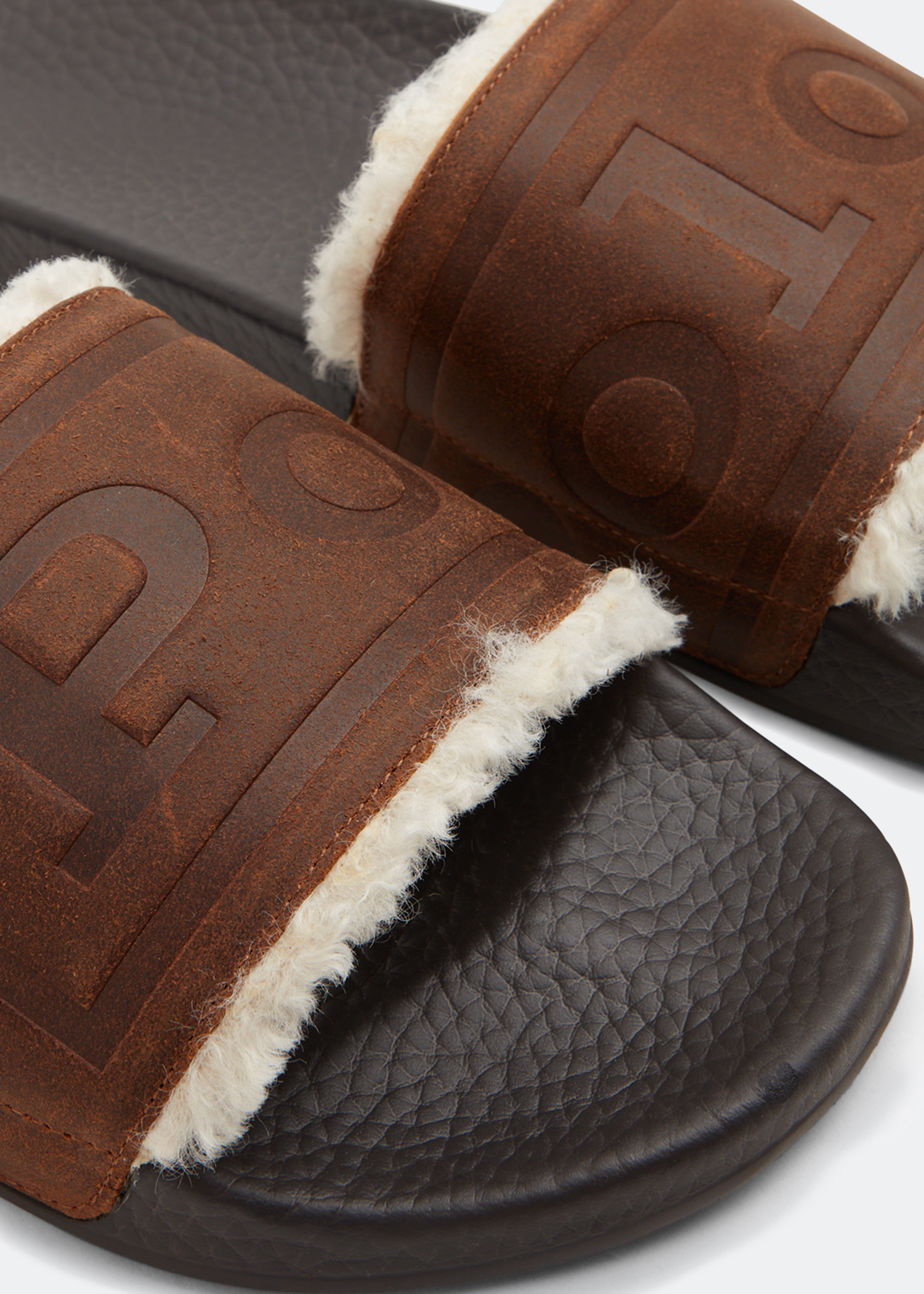 

Polo shearling slides, Black
