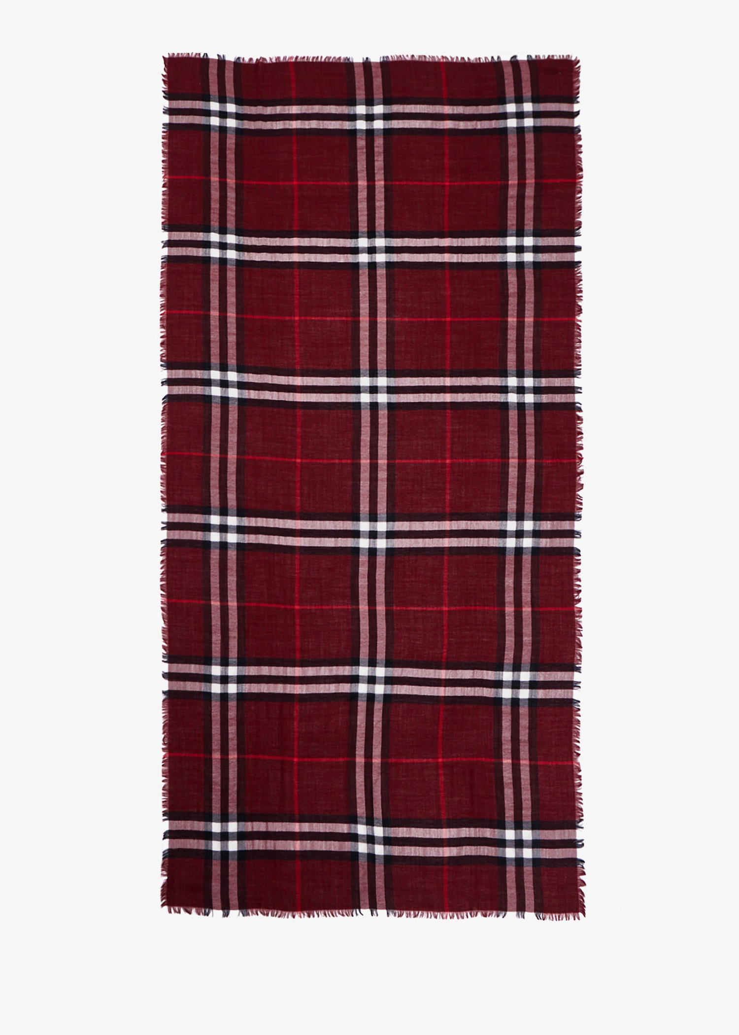 

Wide Check wool scarf, Burgundy