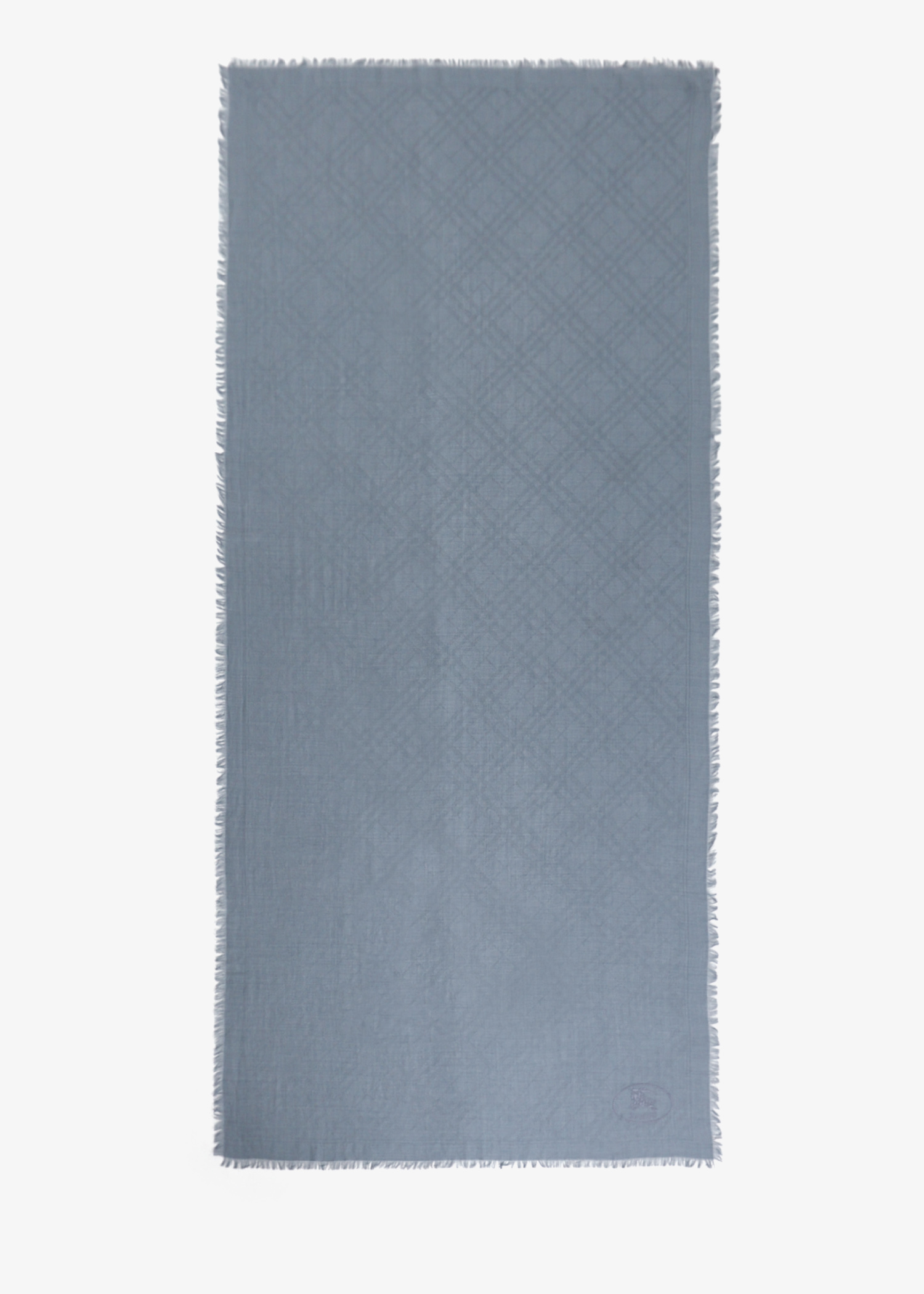 

Wide Check wool silk scarf, Blue